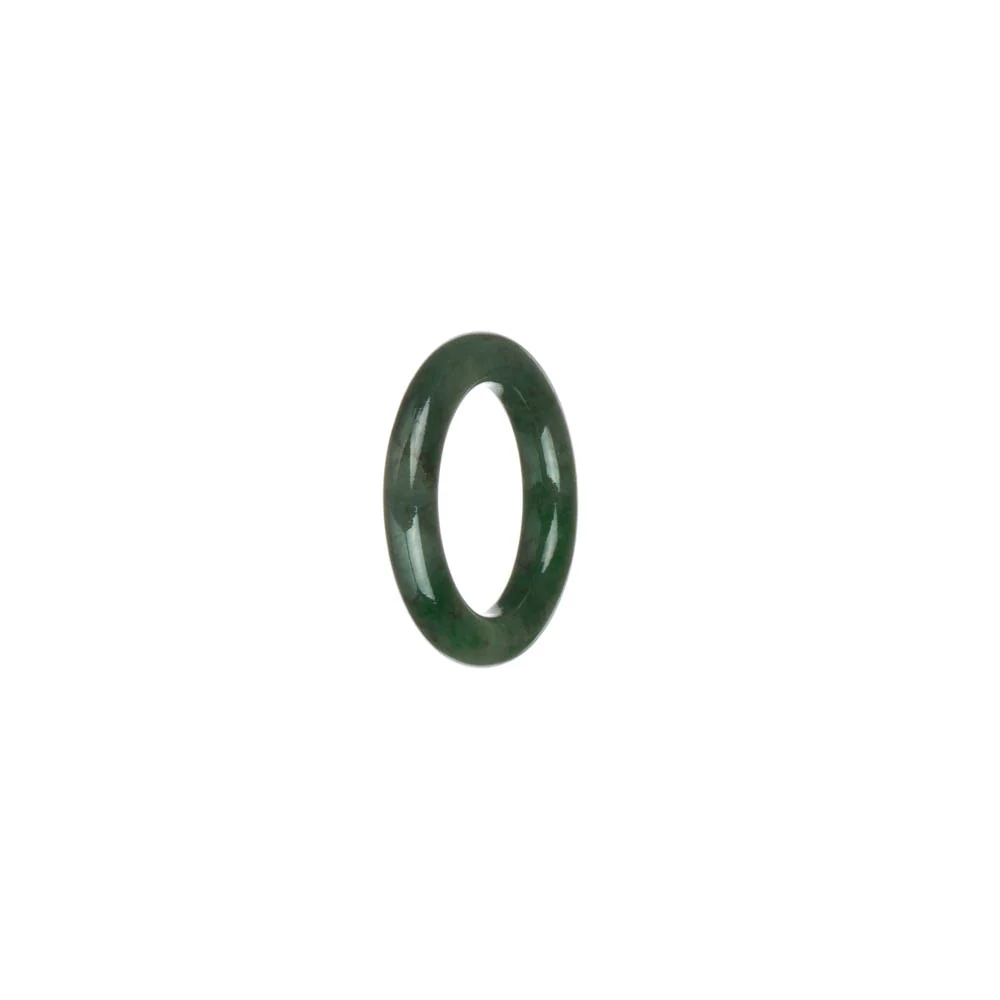 Certified Green with Apple Green Patterns Burmese Jade Ring - US 4.5 - Image 2
