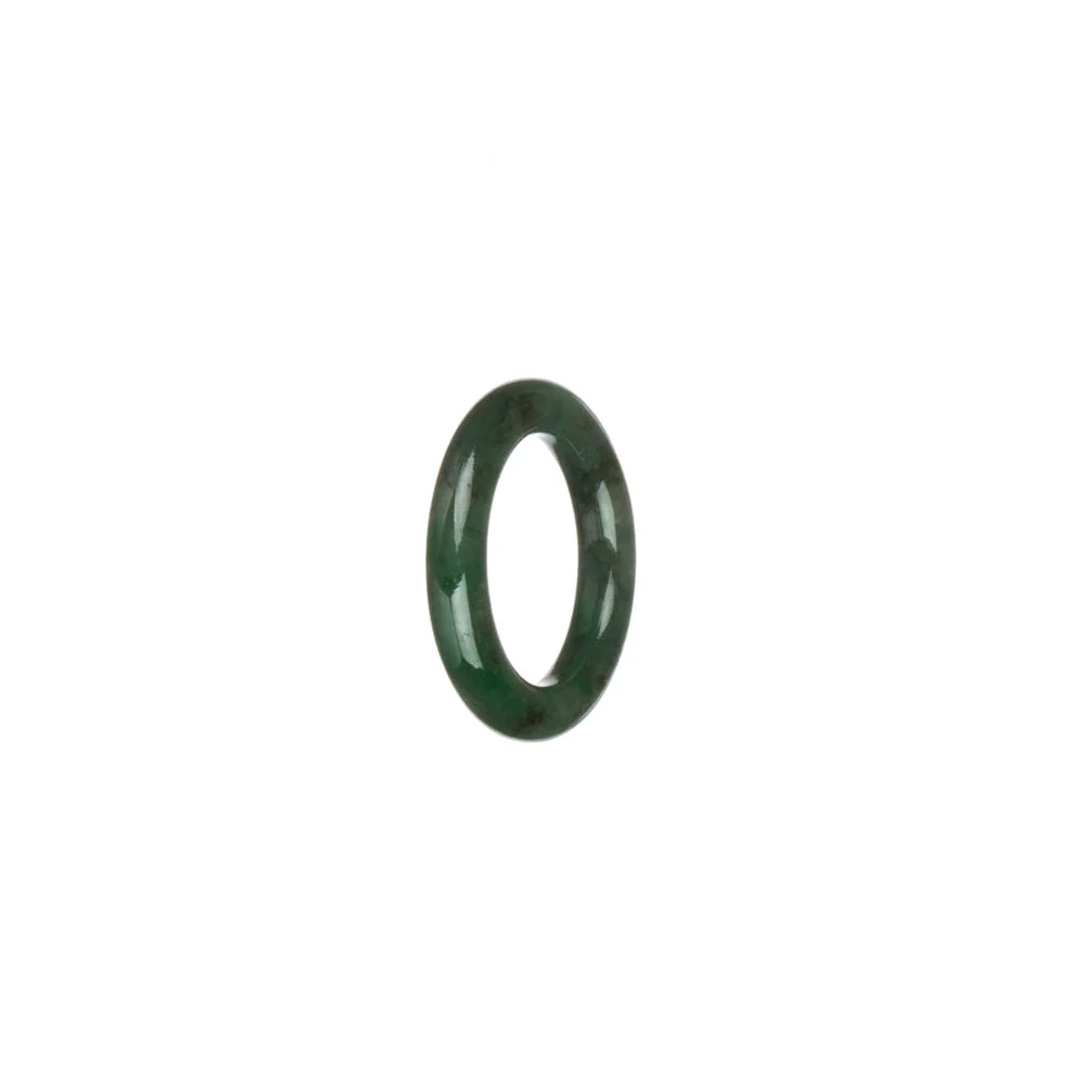 Certified Green with Apple Green Patterns Burmese Jade Ring - US 4.5 - Image 3