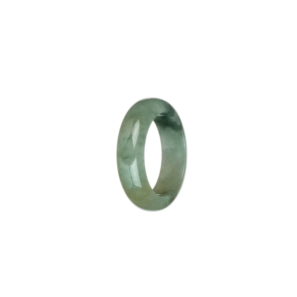 Certified Green with Dark Green Patterns Burma Jade Ring - US 8.5 - Image 2