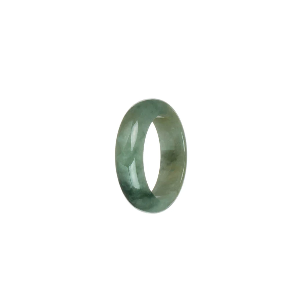 Certified Green with Dark Green Patterns Burma Jade Ring - US 8.5 - Image 3
