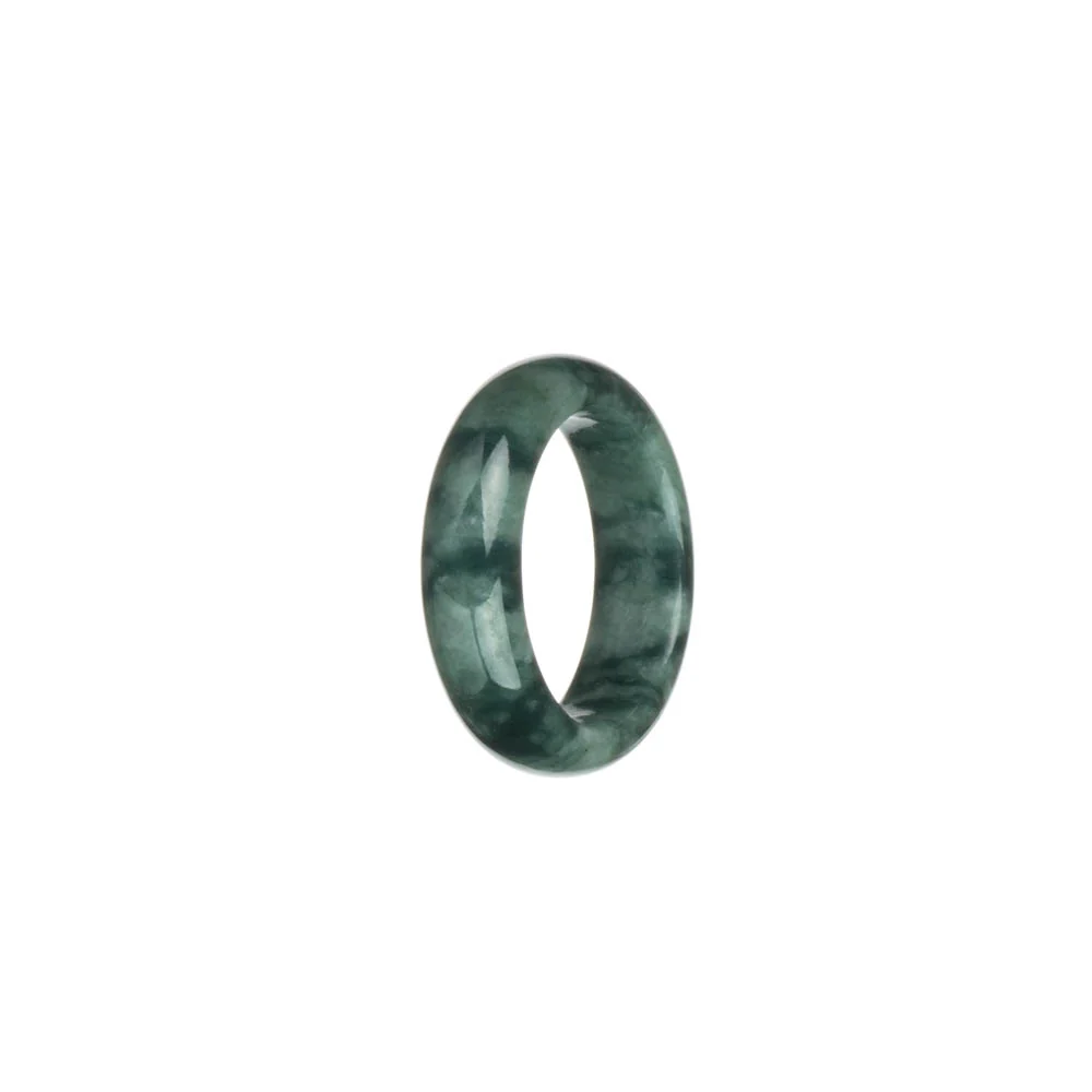 Certified Green with Dark Green Patterns Burma Jade Ring - US 8.5 - Image 2