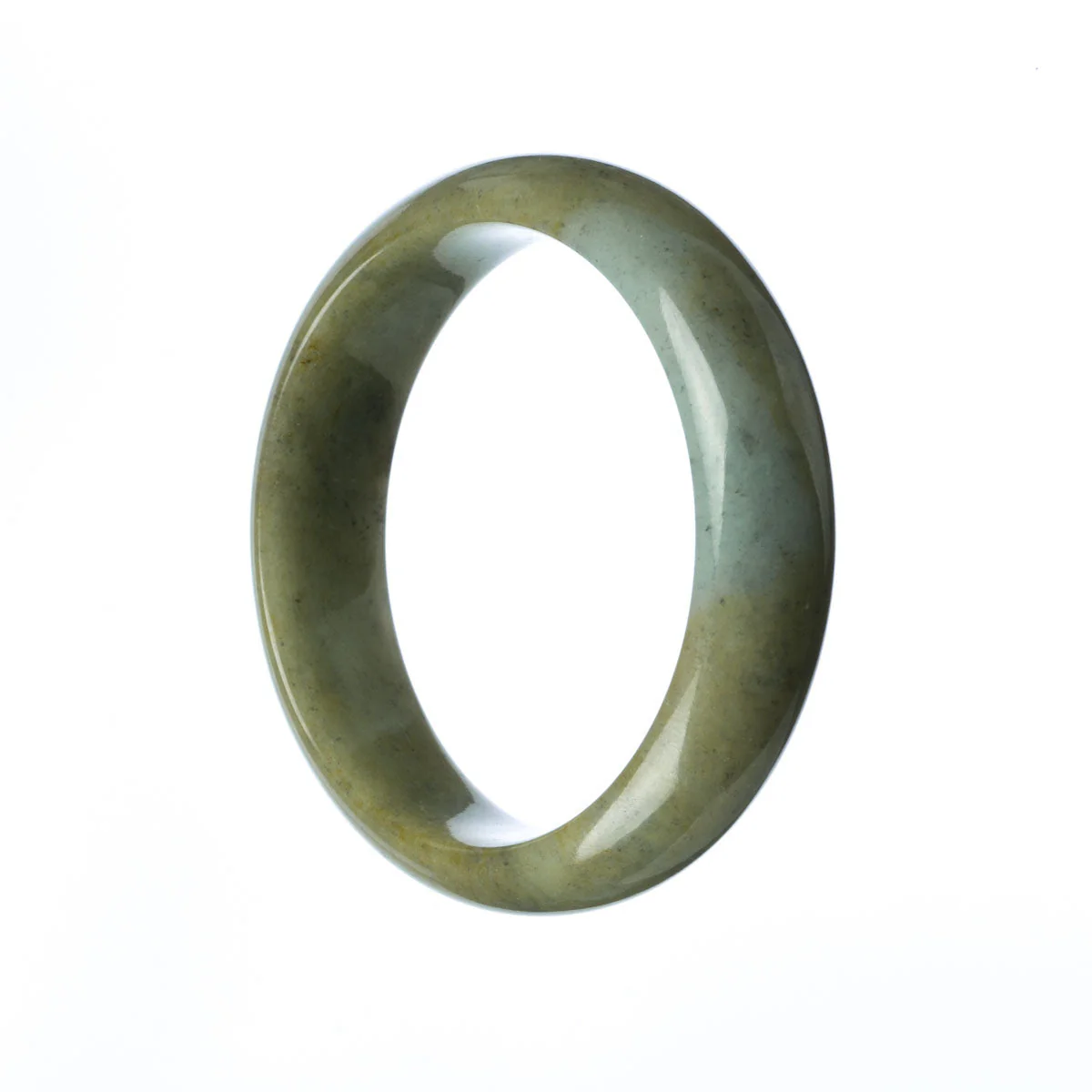 Genuine Grade A Grey Brown Jadeite Jade Bangle Bracelet - 59mm Half Moon