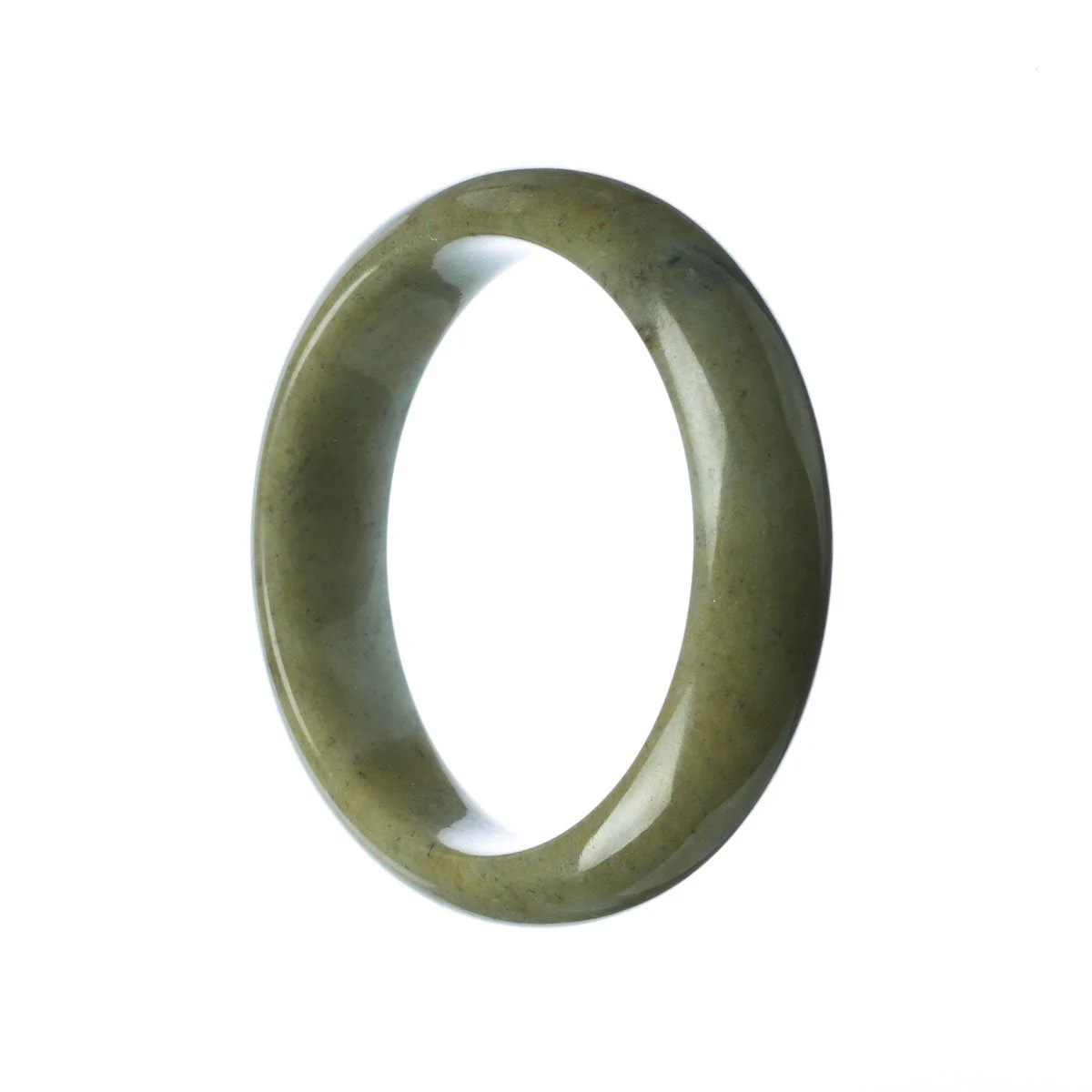 Genuine Grade A Grey Brown Jadeite Jade Bangle Bracelet - 59mm Half Moon - Image 2