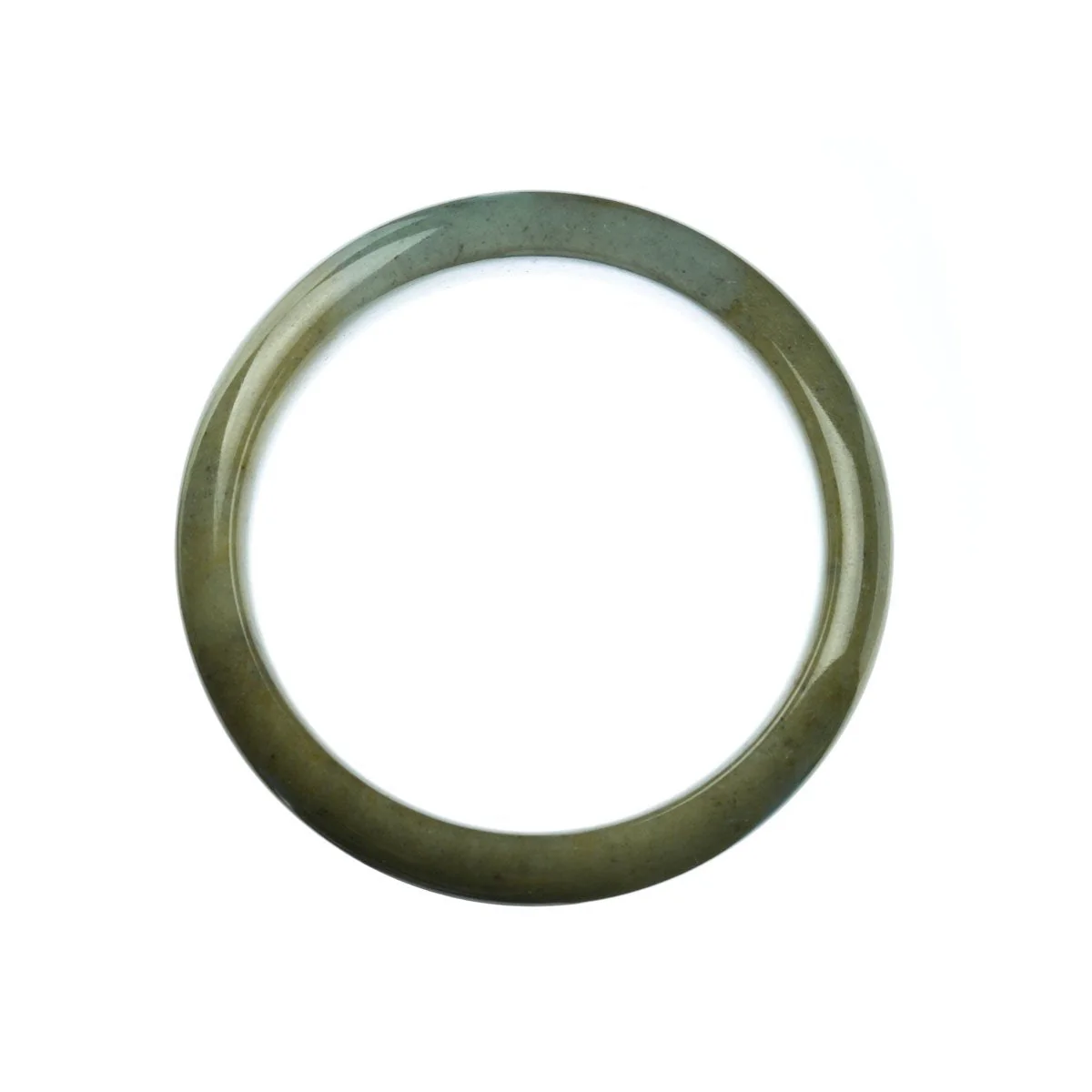 Genuine Grade A Grey Brown Jadeite Jade Bangle Bracelet - 59mm Half Moon - Image 3