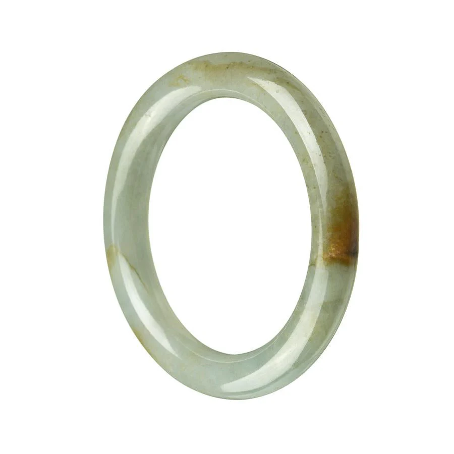 Genuine Untreated Grey Green Traditional Jade Bracelet - 53mm Round - Image 4