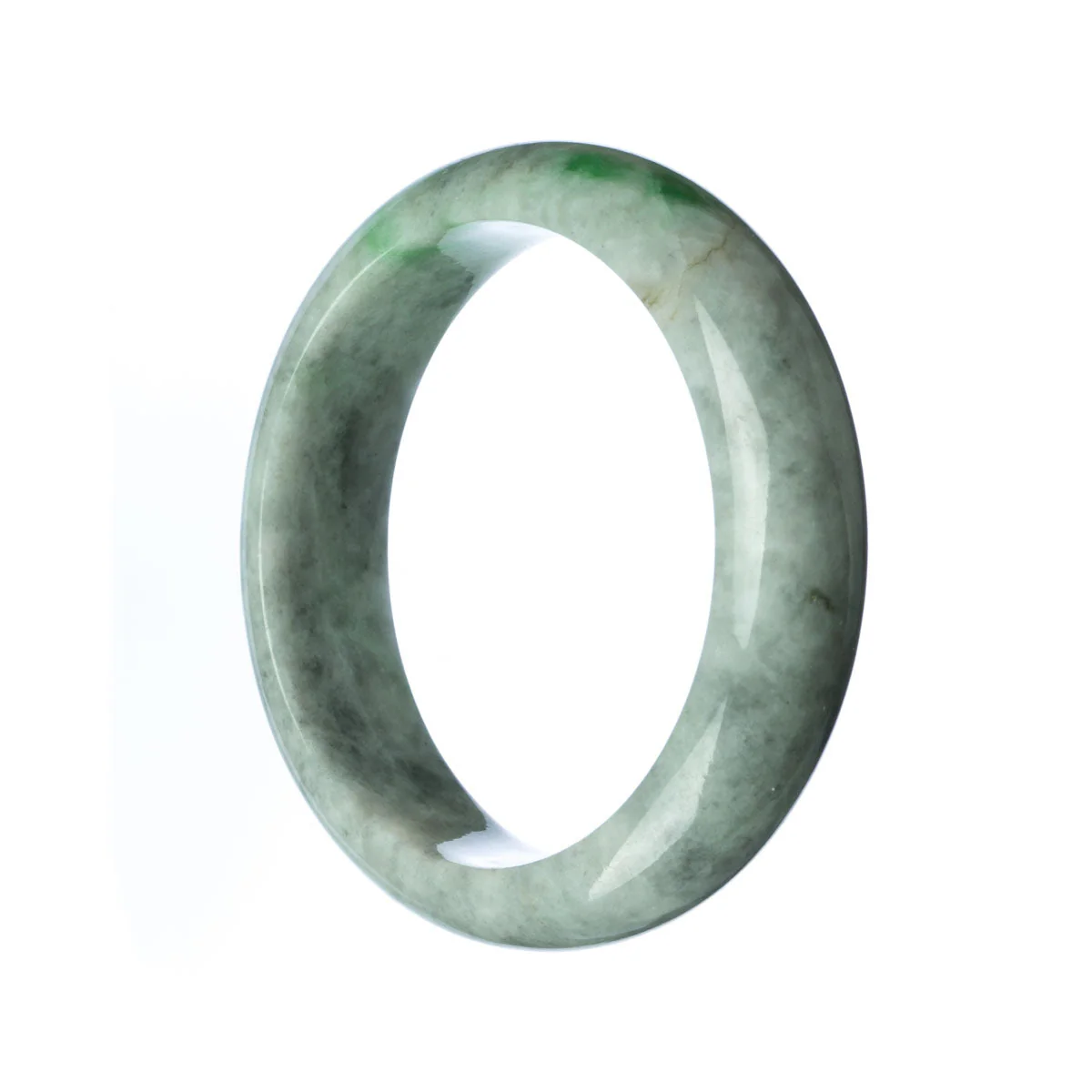 Genuine Untreated Grey Green Jadeite Bangle - 58mm Half Moon