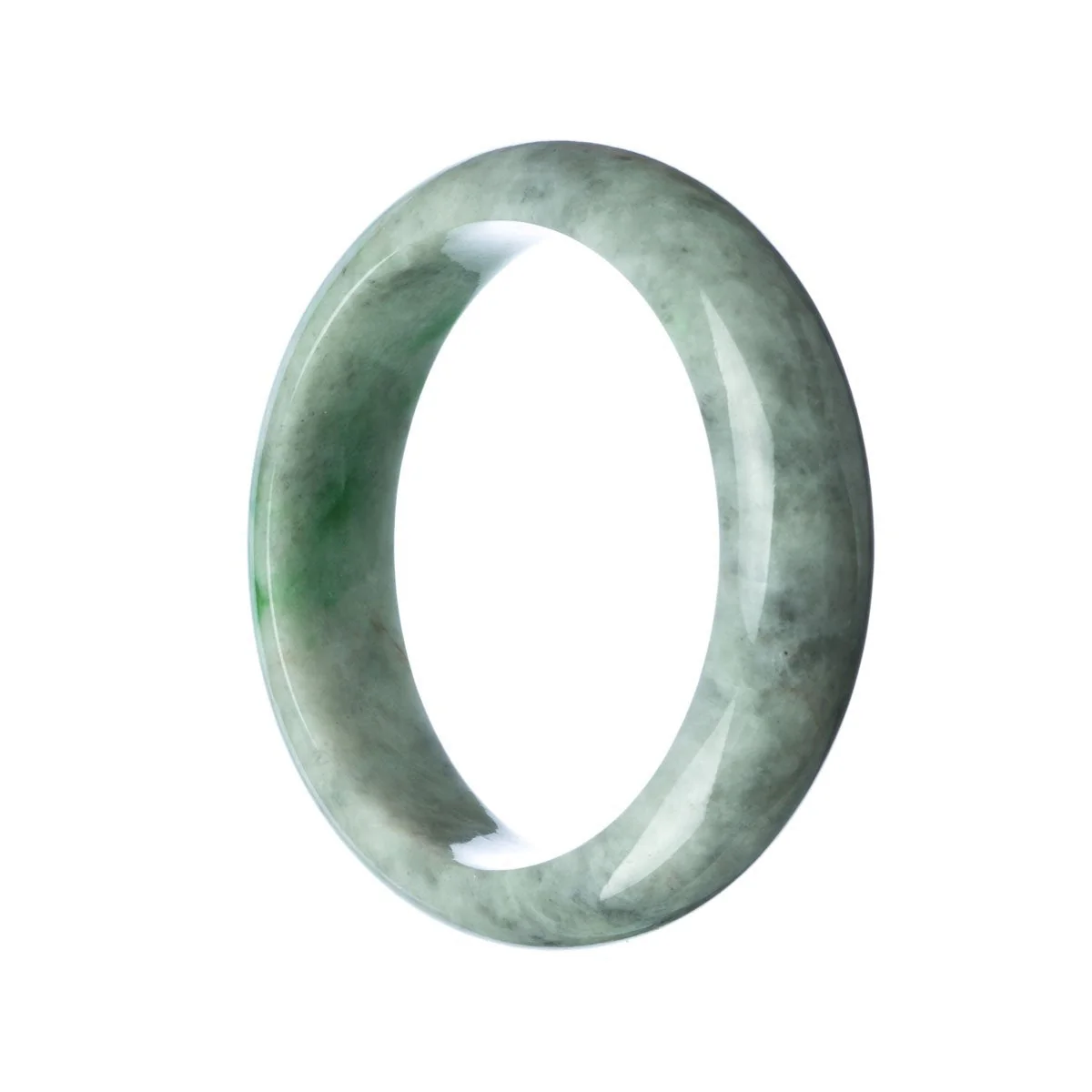 Genuine Untreated Grey Green Jadeite Bangle - 58mm Half Moon - Image 3