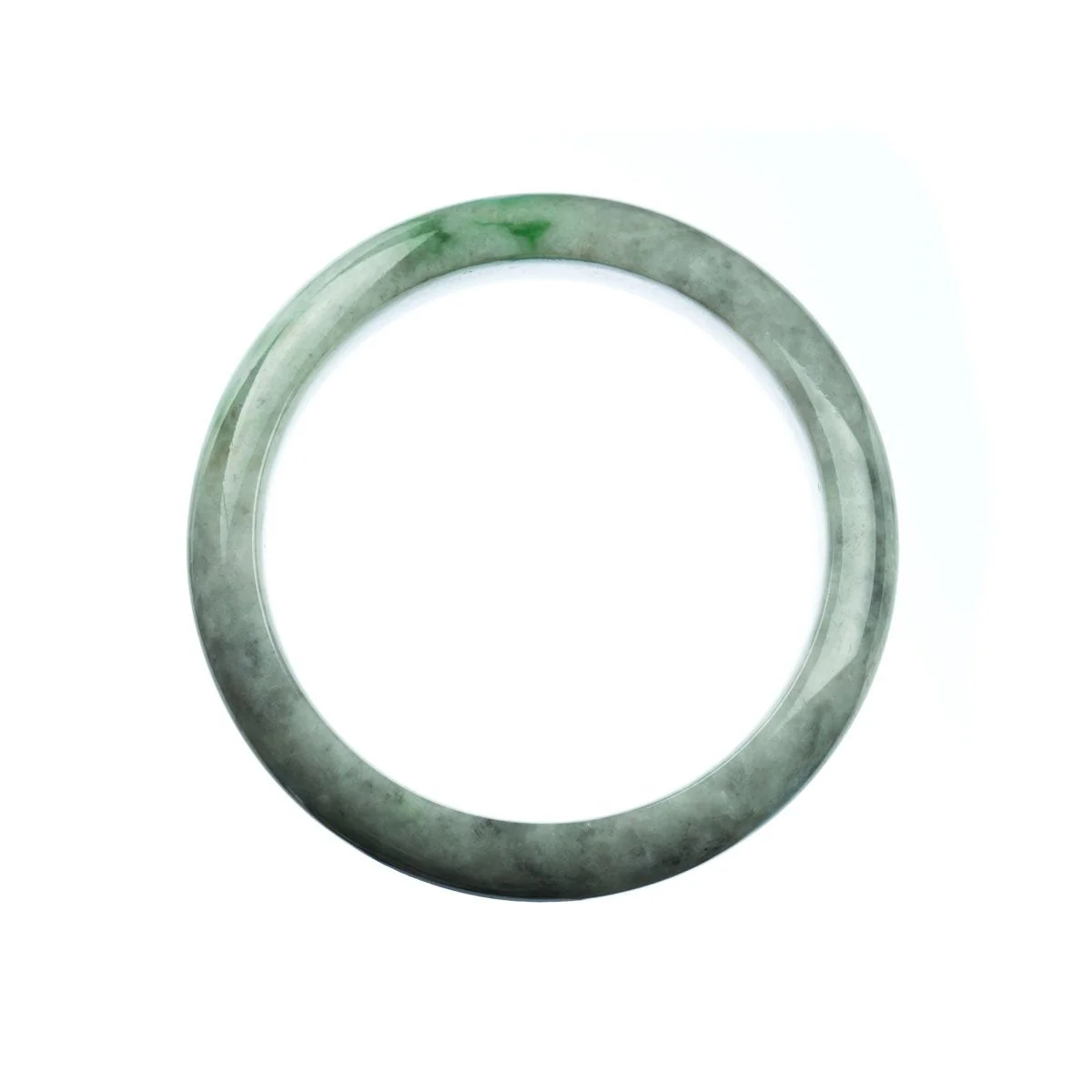 Genuine Untreated Grey Green Jadeite Bangle - 58mm Half Moon - Image 4