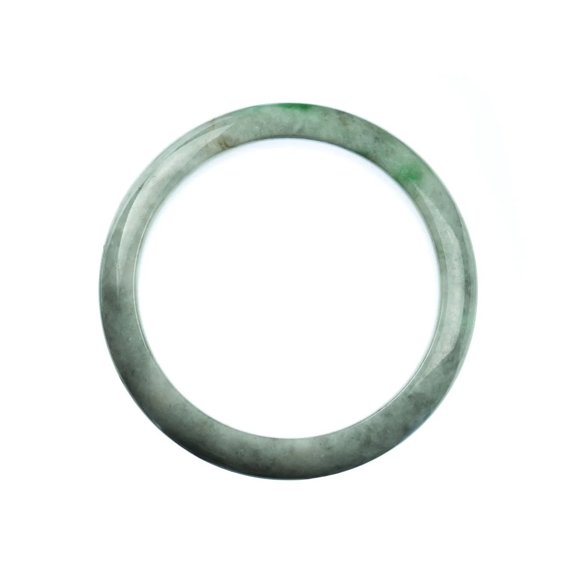 Genuine Untreated Grey Green Jadeite Bangle - 58mm Half Moon - Image 5