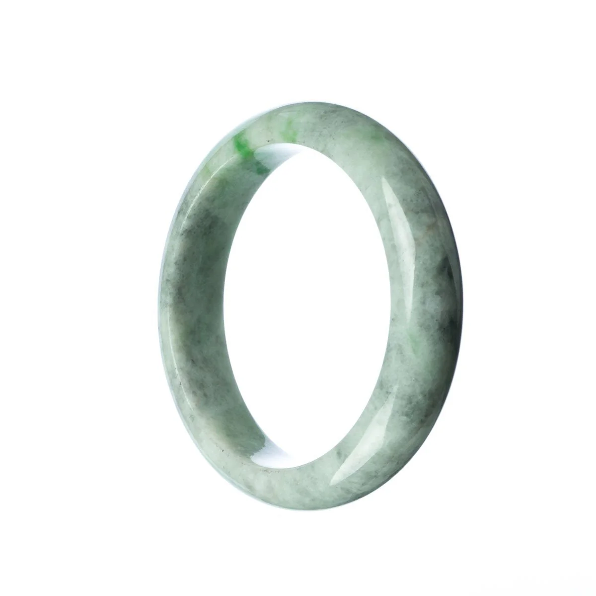 Authentic Natural Grey Green Jadeite Jade Bangle - 58mm Half Moon - Image 2
