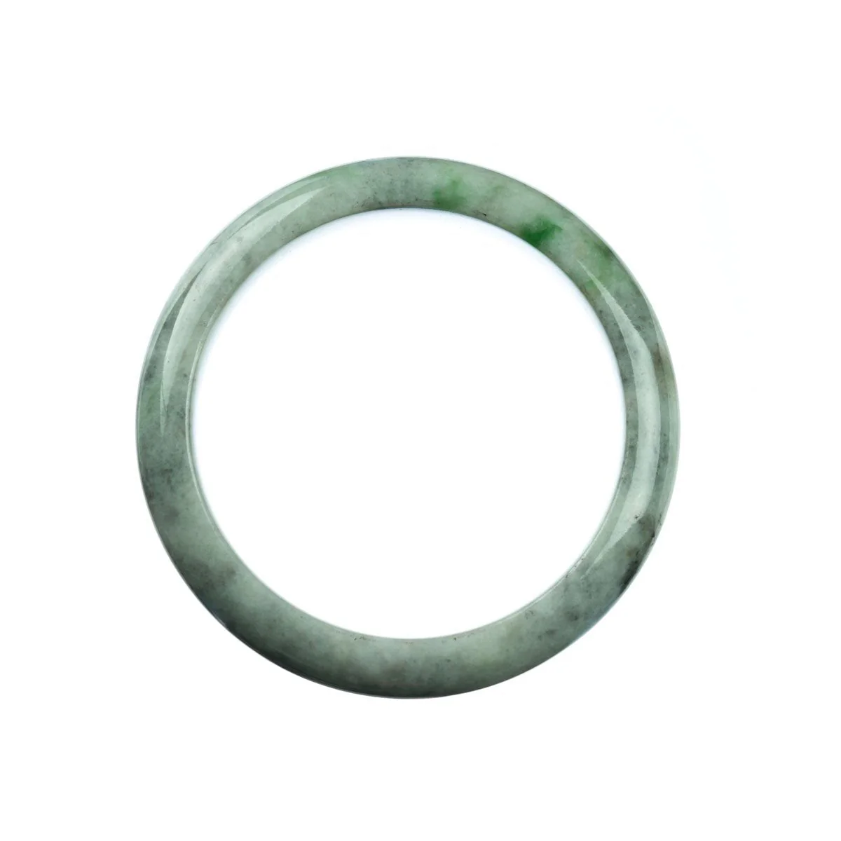 Authentic Natural Grey Green Jadeite Jade Bangle - 58mm Half Moon - Image 3
