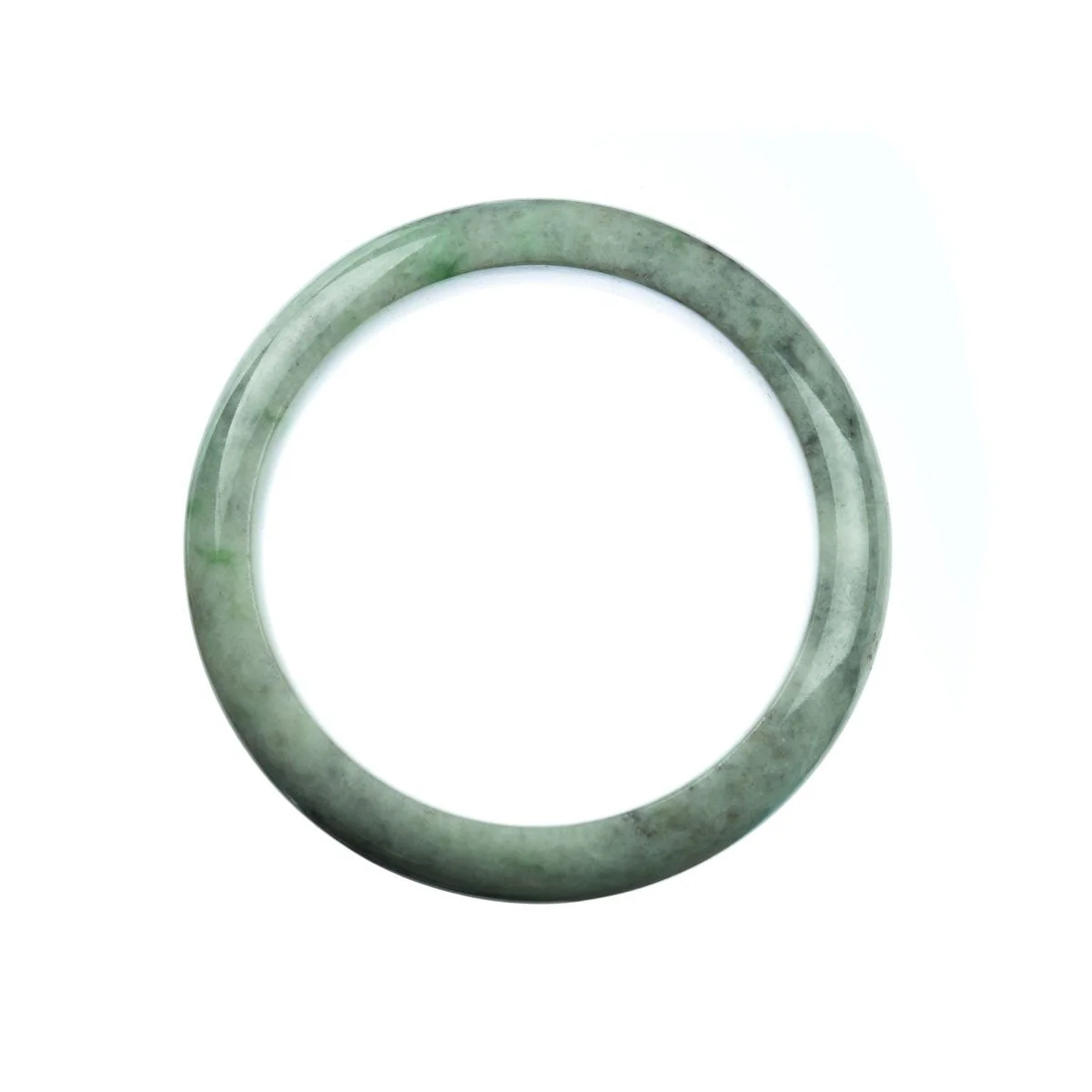 Authentic Natural Grey Green Jadeite Jade Bangle - 58mm Half Moon - Image 4