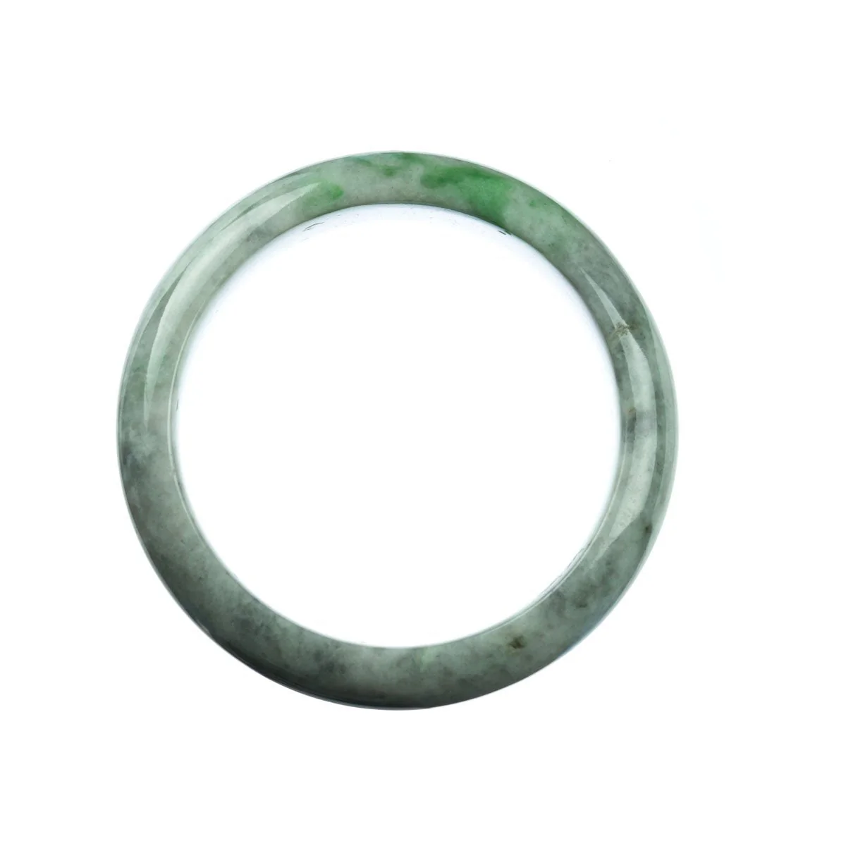 Authentic Grade A Grey Green Traditional Jade Bangle - 58mm Half Moon - Image 3