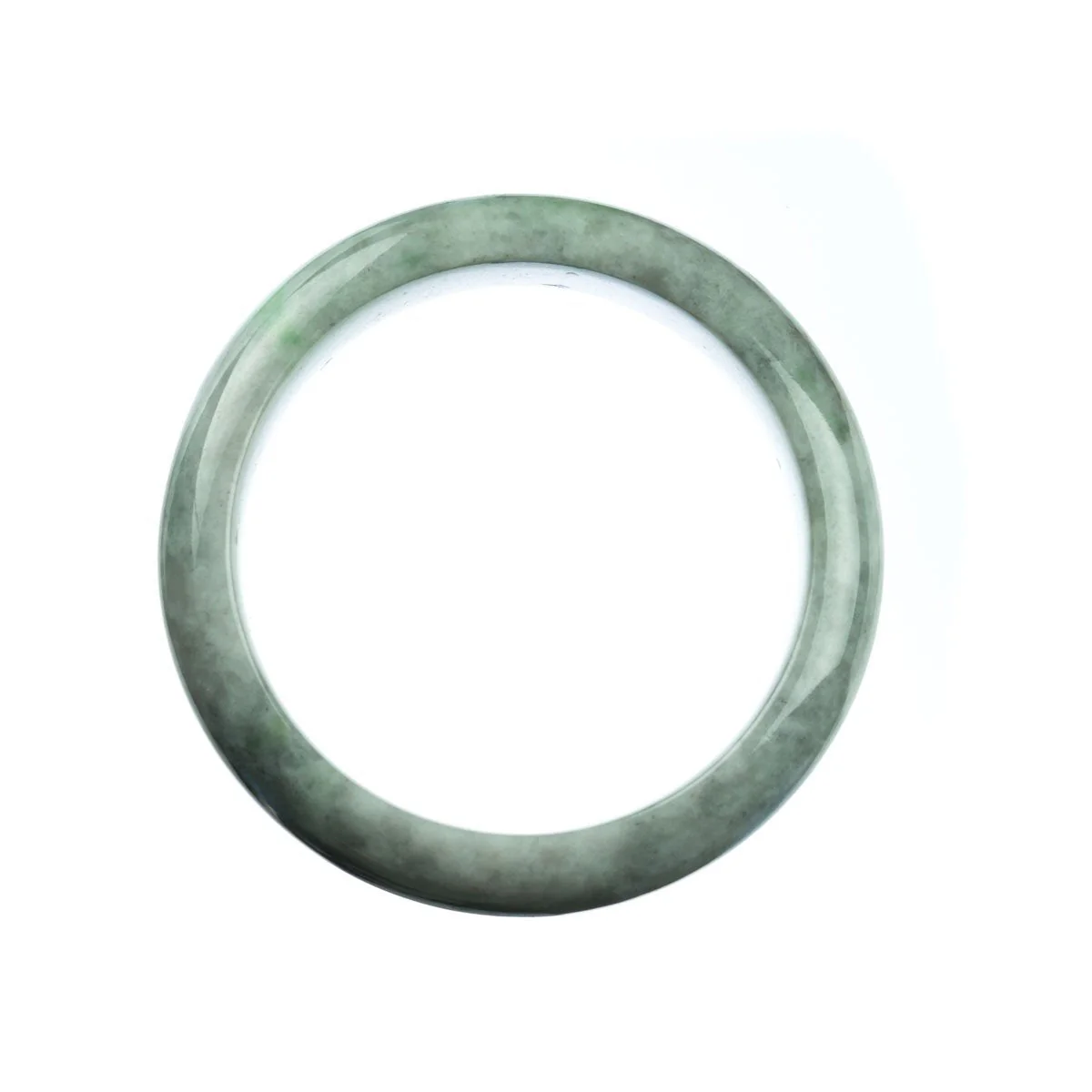 Authentic Grade A Grey Green Traditional Jade Bangle - 58mm Half Moon - Image 4
