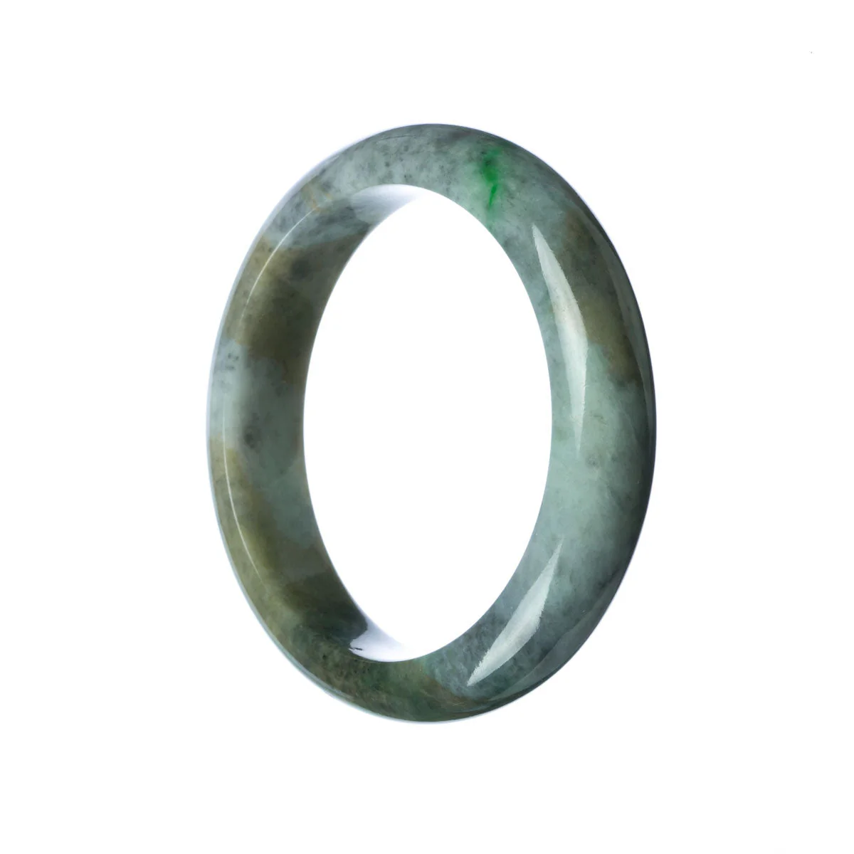 Genuine Untreated Grey Green Jade Bracelet - 59mm Half Moon