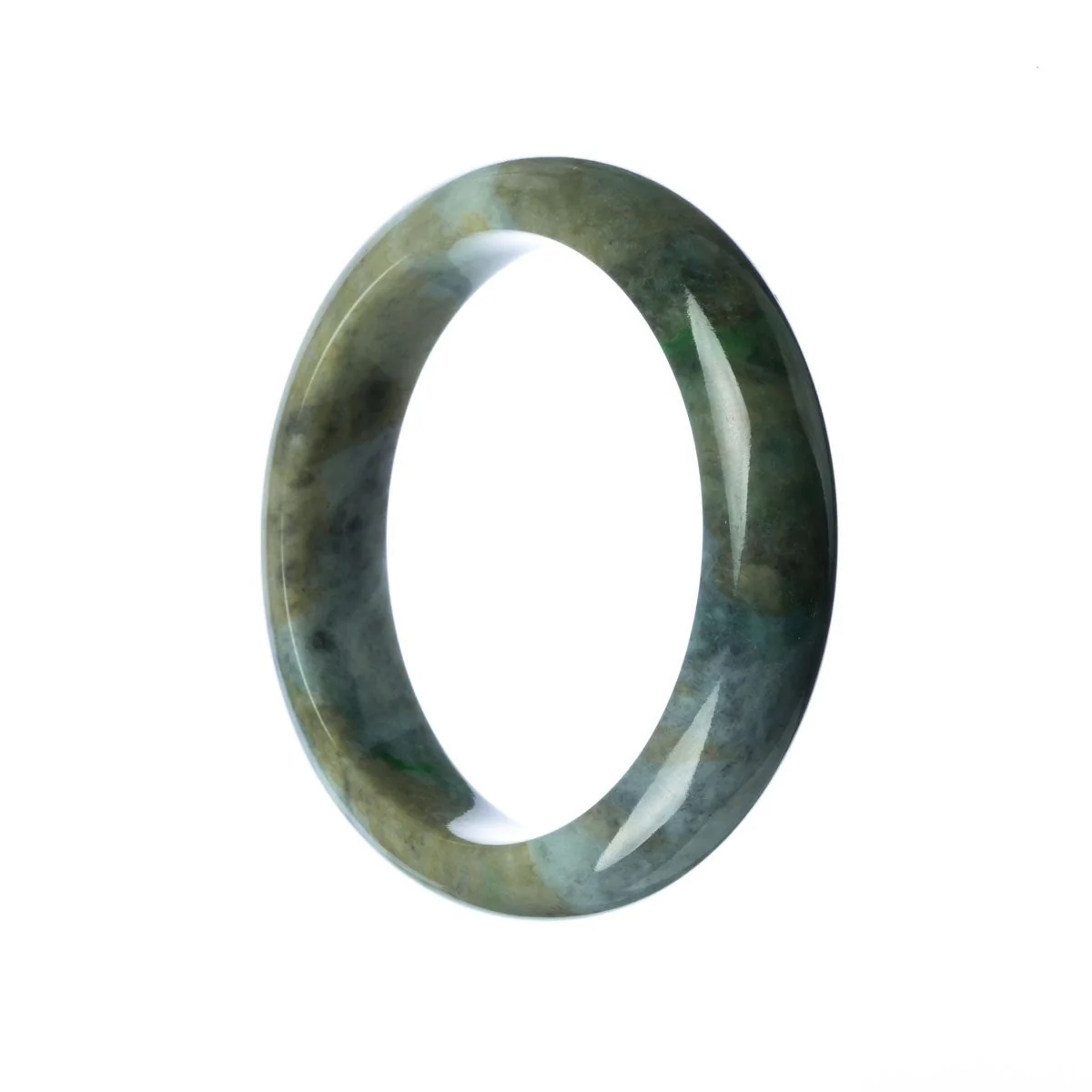 Genuine Untreated Grey Green Jade Bracelet - 59mm Half Moon - Image 2