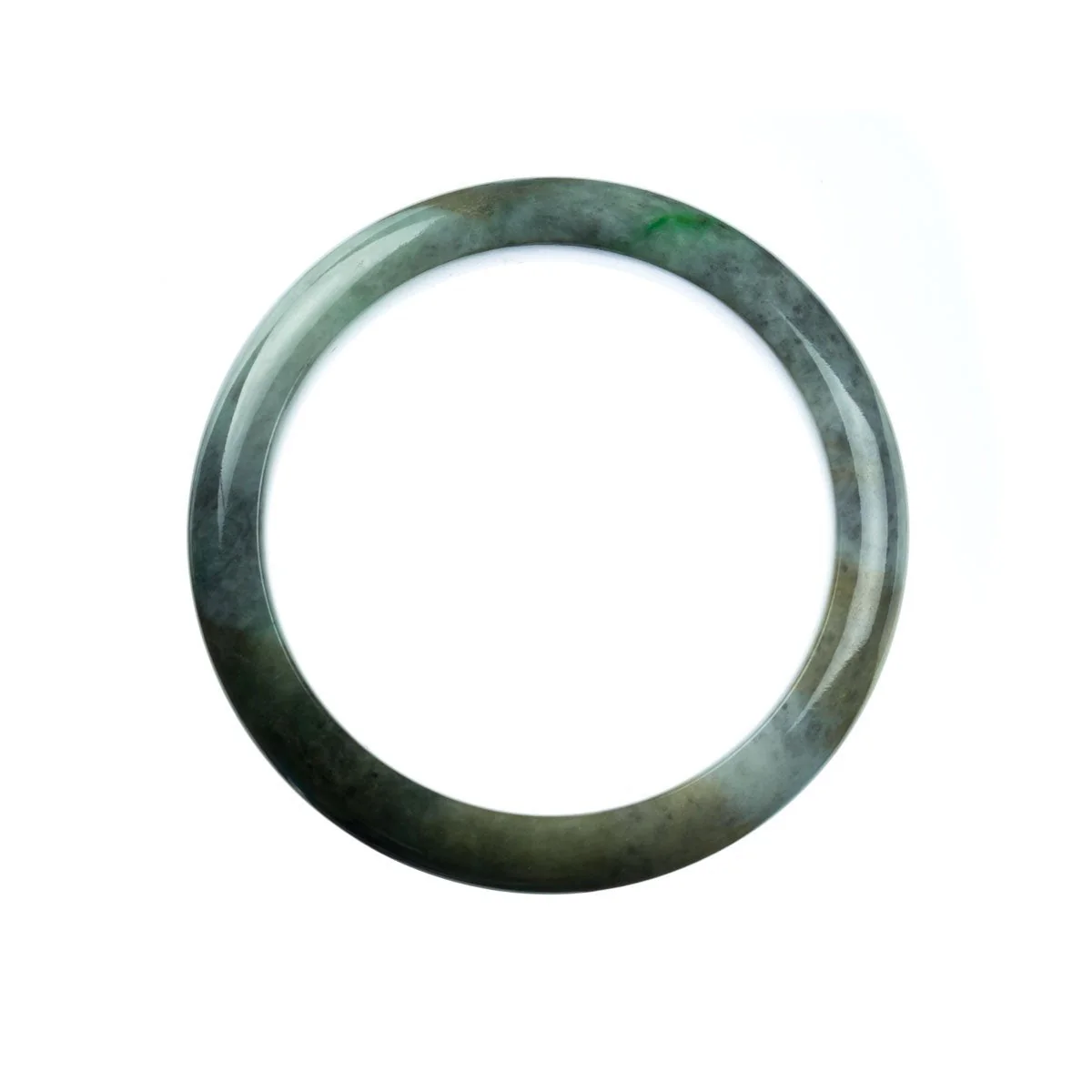 Genuine Untreated Grey Green Jade Bracelet - 59mm Half Moon - Image 3