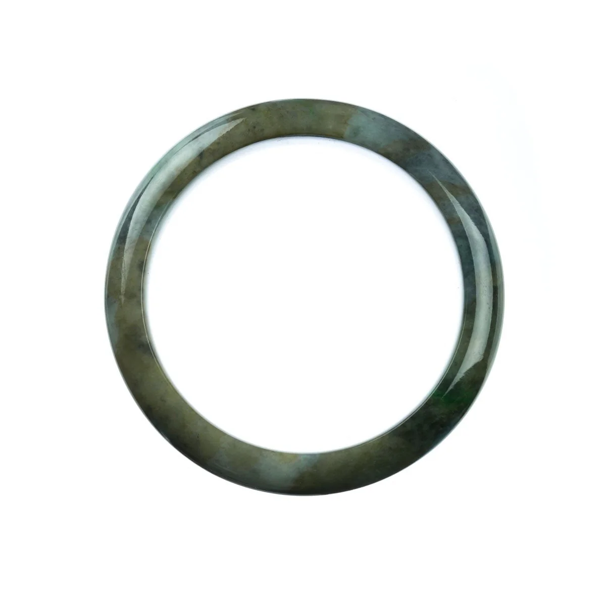Genuine Untreated Grey Green Jade Bracelet - 59mm Half Moon - Image 4