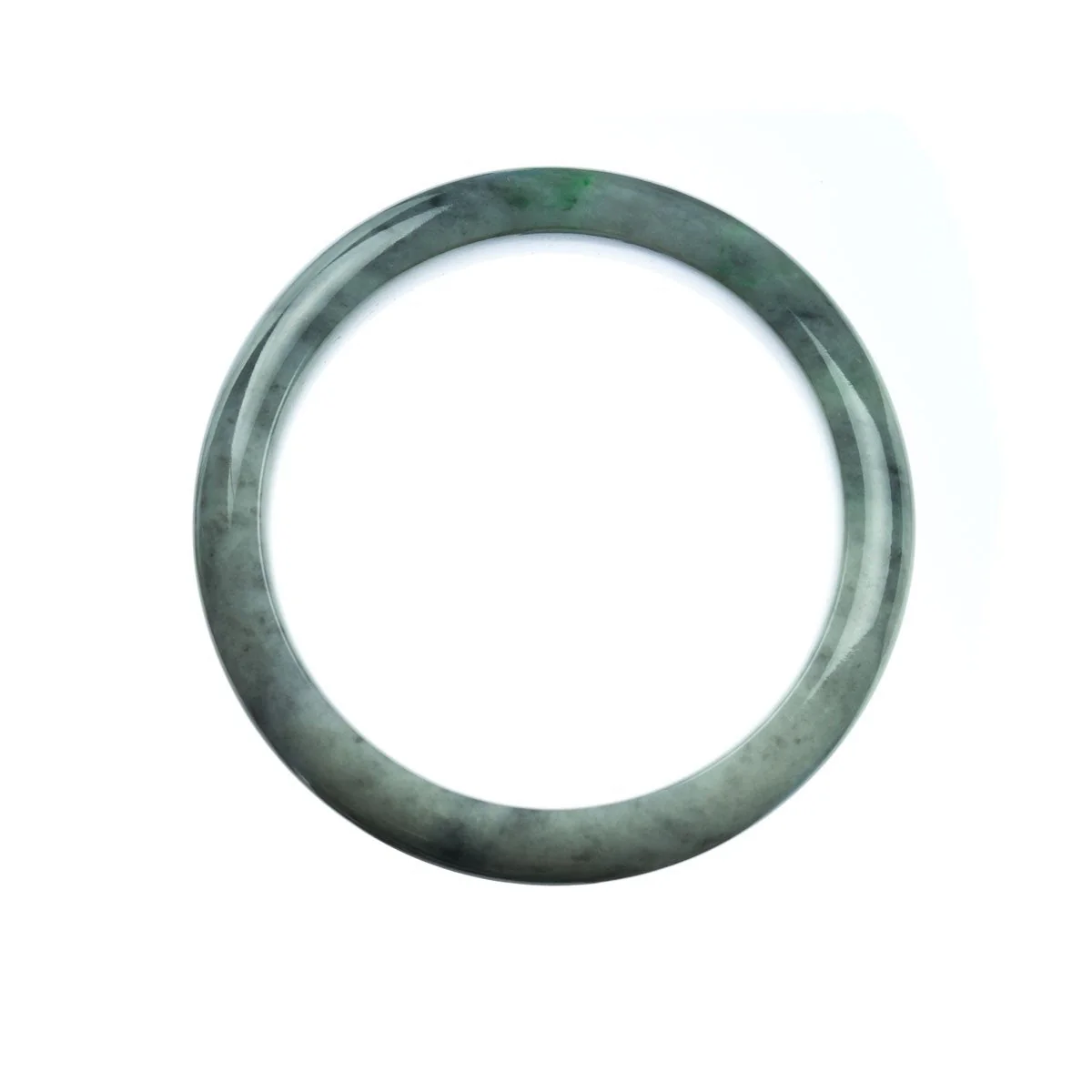 Authentic Grade A Grey Green Jade Bangle Bracelet - 59mm Half Moon - Image 3