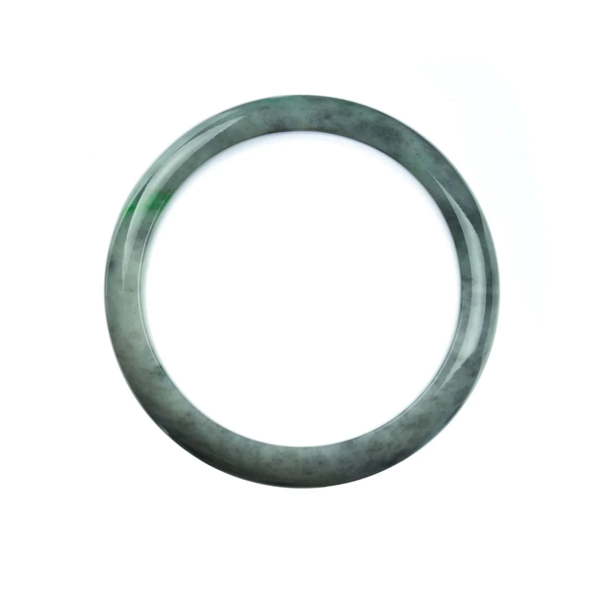 Authentic Grade A Grey Green Jade Bangle Bracelet - 59mm Half Moon - Image 4