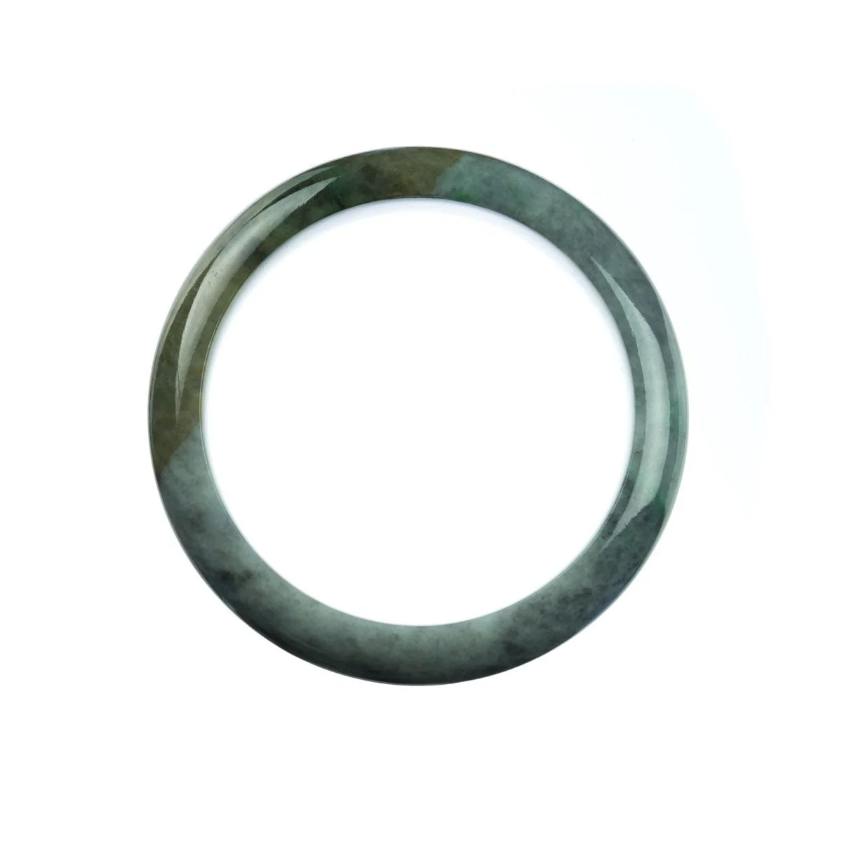 Genuine Grade A Grey Green Burma Jade Bangle - 57mm Half Moon - Image 3