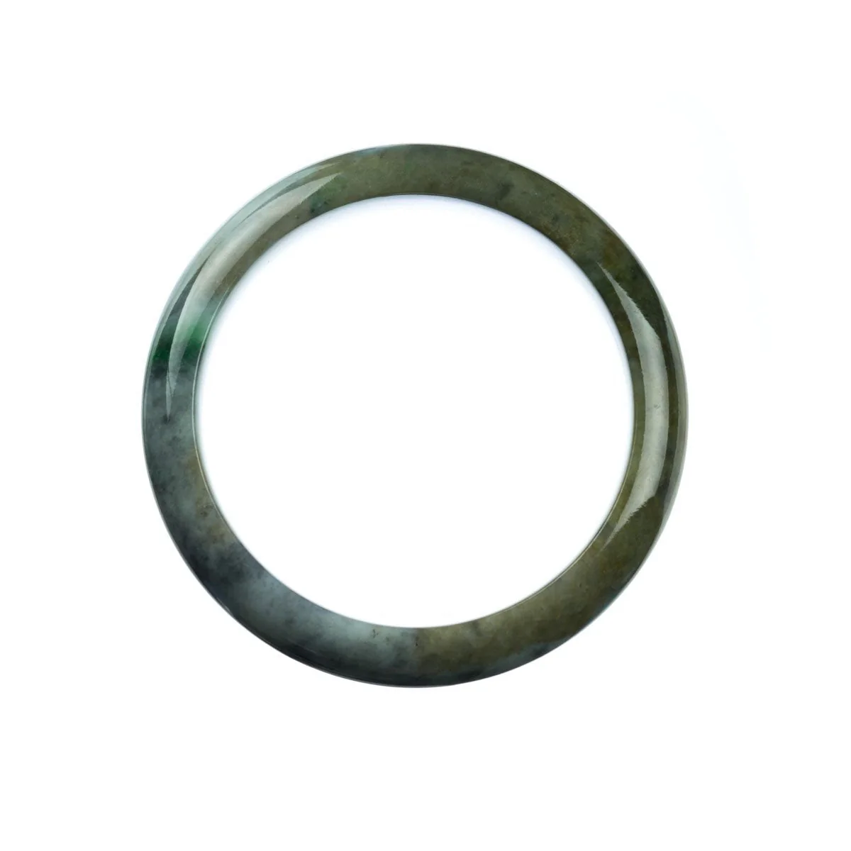 Genuine Grade A Grey Green Burma Jade Bangle - 57mm Half Moon - Image 4