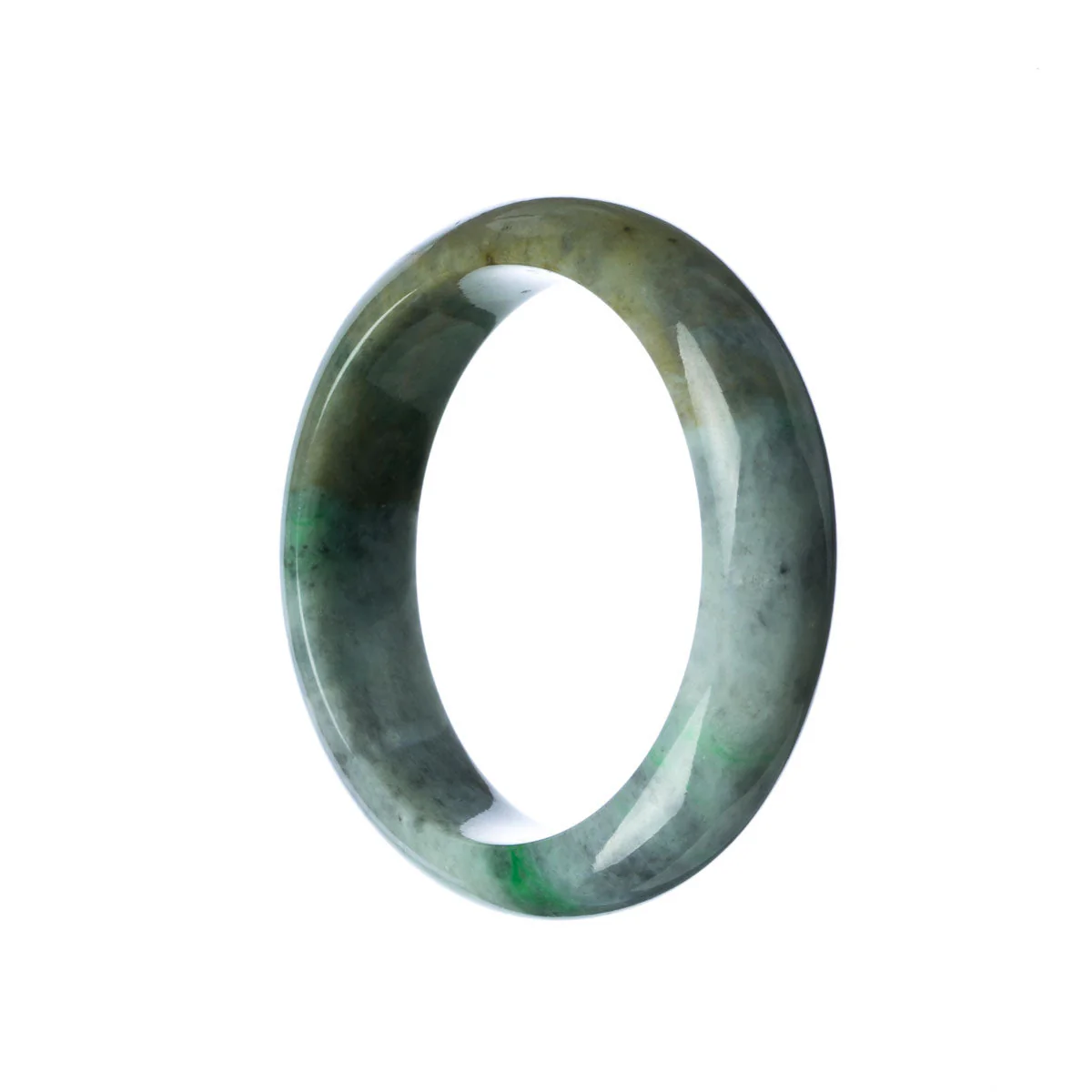 Genuine Untreated Grey Green Jadeite Bracelet - 55mm Half Moon