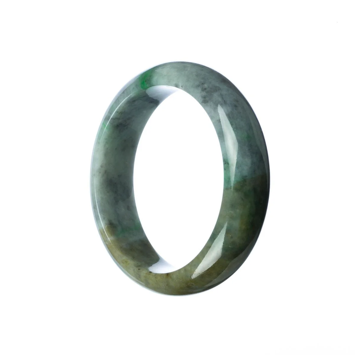 Genuine Untreated Grey Green Jadeite Bracelet - 55mm Half Moon - Image 2