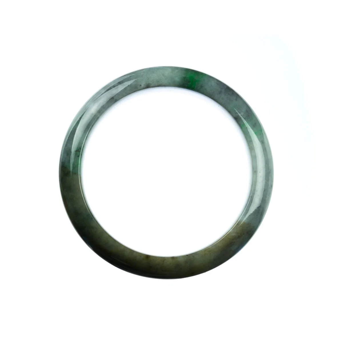 Genuine Untreated Grey Green Jadeite Bracelet - 55mm Half Moon - Image 3