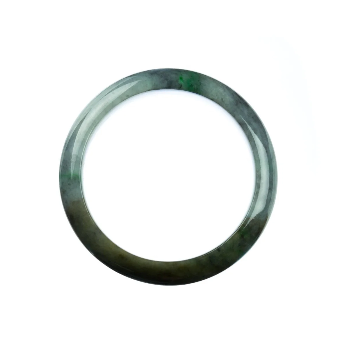 Genuine Untreated Grey Green Jadeite Bracelet - 55mm Half Moon - Image 4
