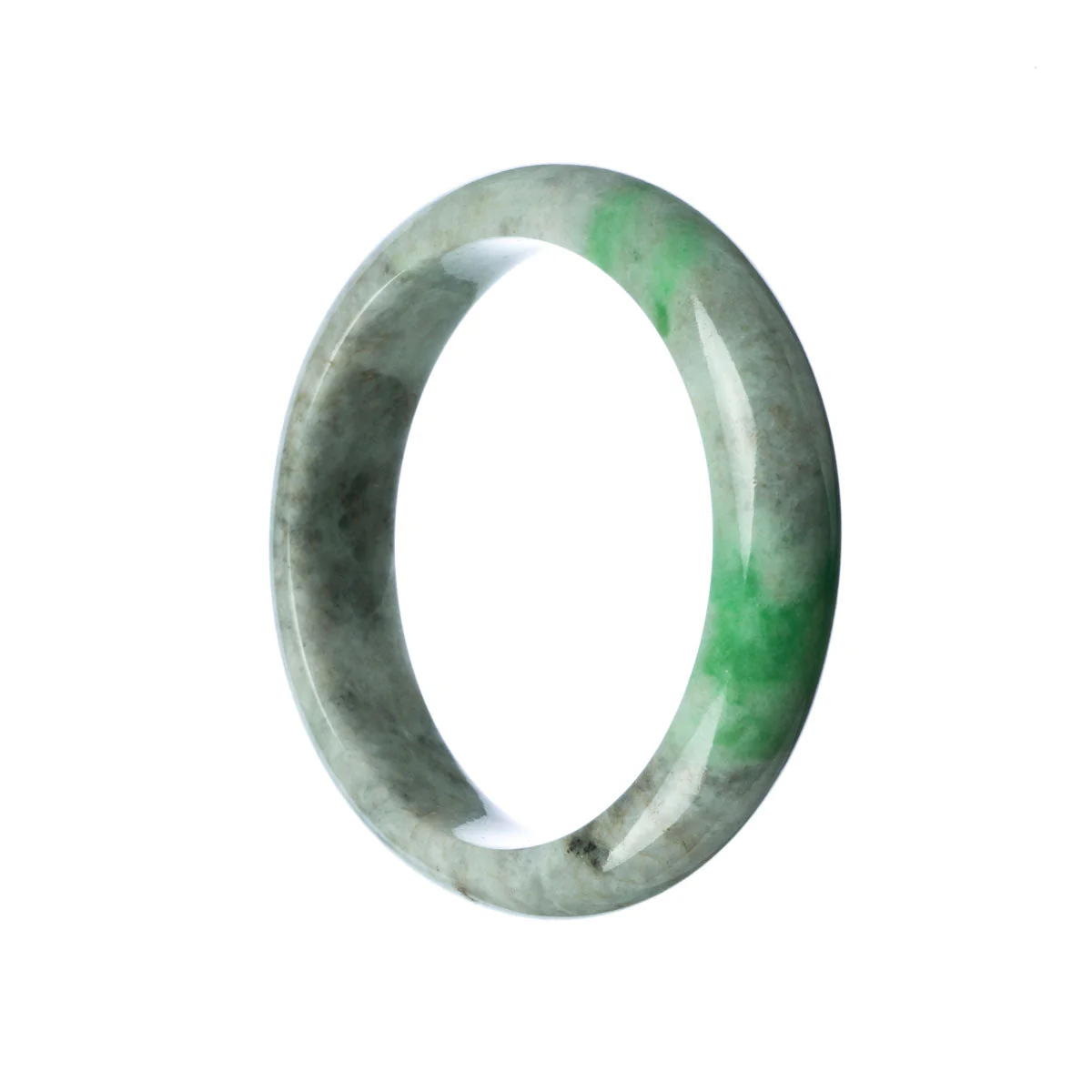 Authentic Grade A Grey Green Jade Bangle - 59mm Half Moon