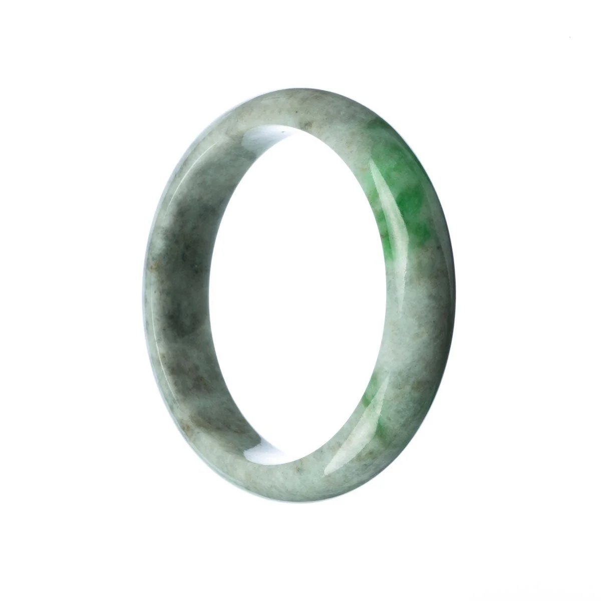 Authentic Grade A Grey Green Jade Bangle - 59mm Half Moon - Image 2