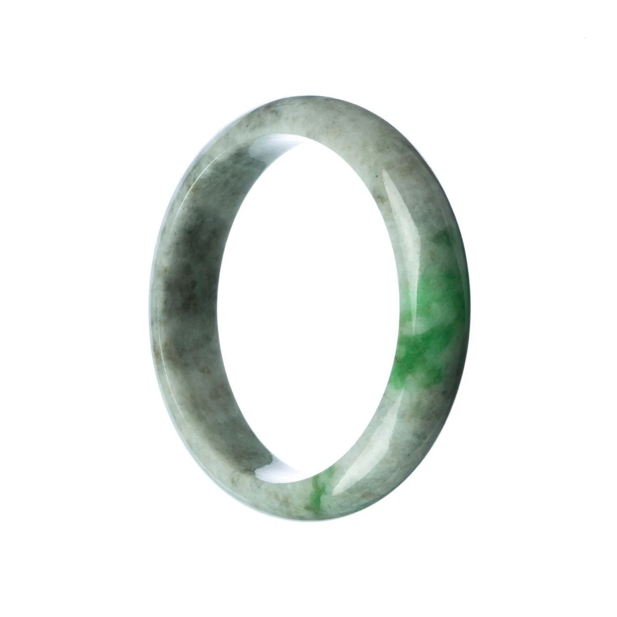 Authentic Grade A Grey Green Jade Bangle - 59mm Half Moon - Image 3