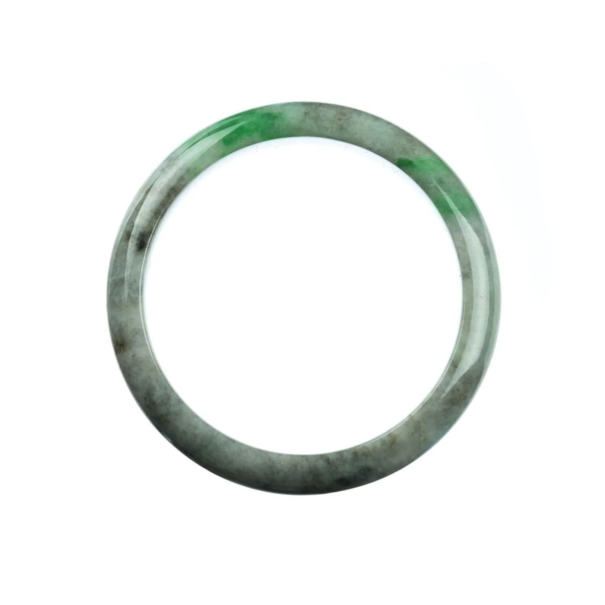 Authentic Grade A Grey Green Jade Bangle - 59mm Half Moon - Image 4