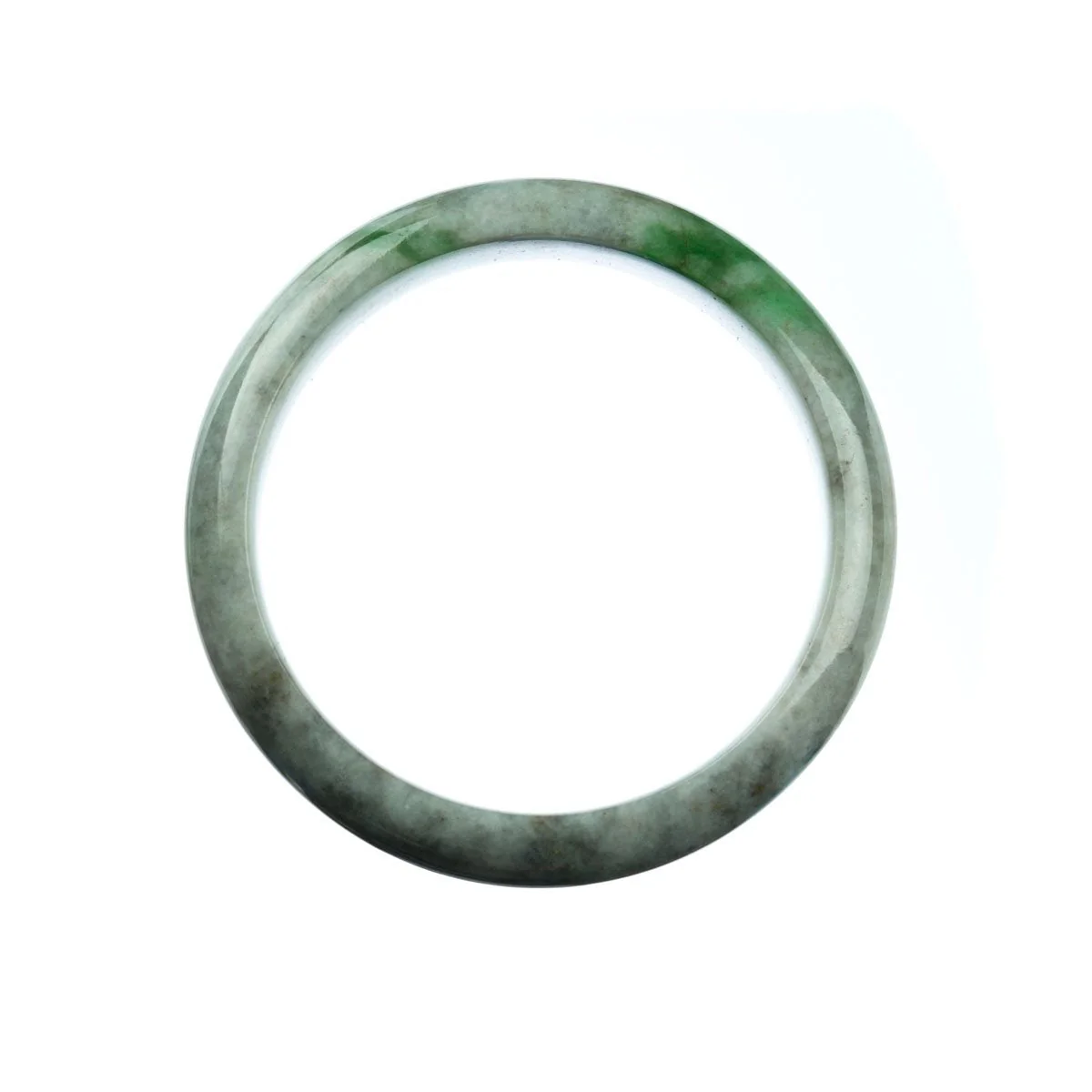 Authentic Grade A Grey Green Jade Bangle - 59mm Half Moon - Image 5