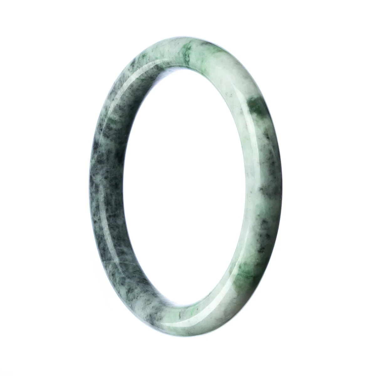 Certified Natural Grey Green Burmese Jade Bracelet - 59mm Round