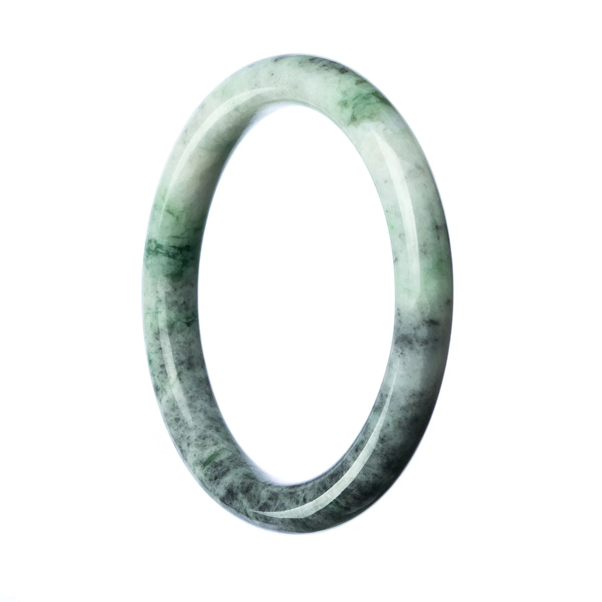 Certified Natural Grey Green Burmese Jade Bracelet - 59mm Round - Image 2