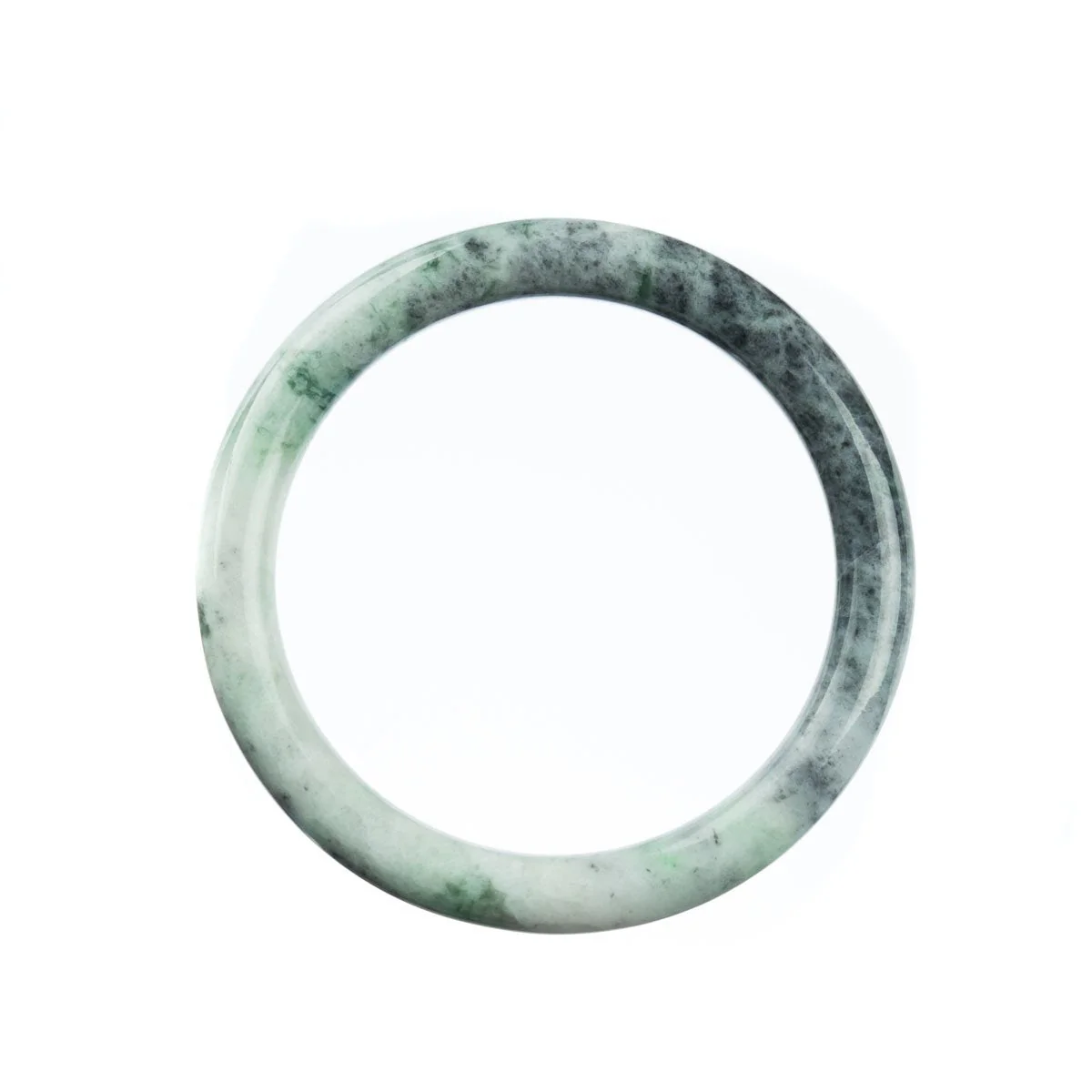 Certified Natural Grey Green Burmese Jade Bracelet - 59mm Round - Image 3