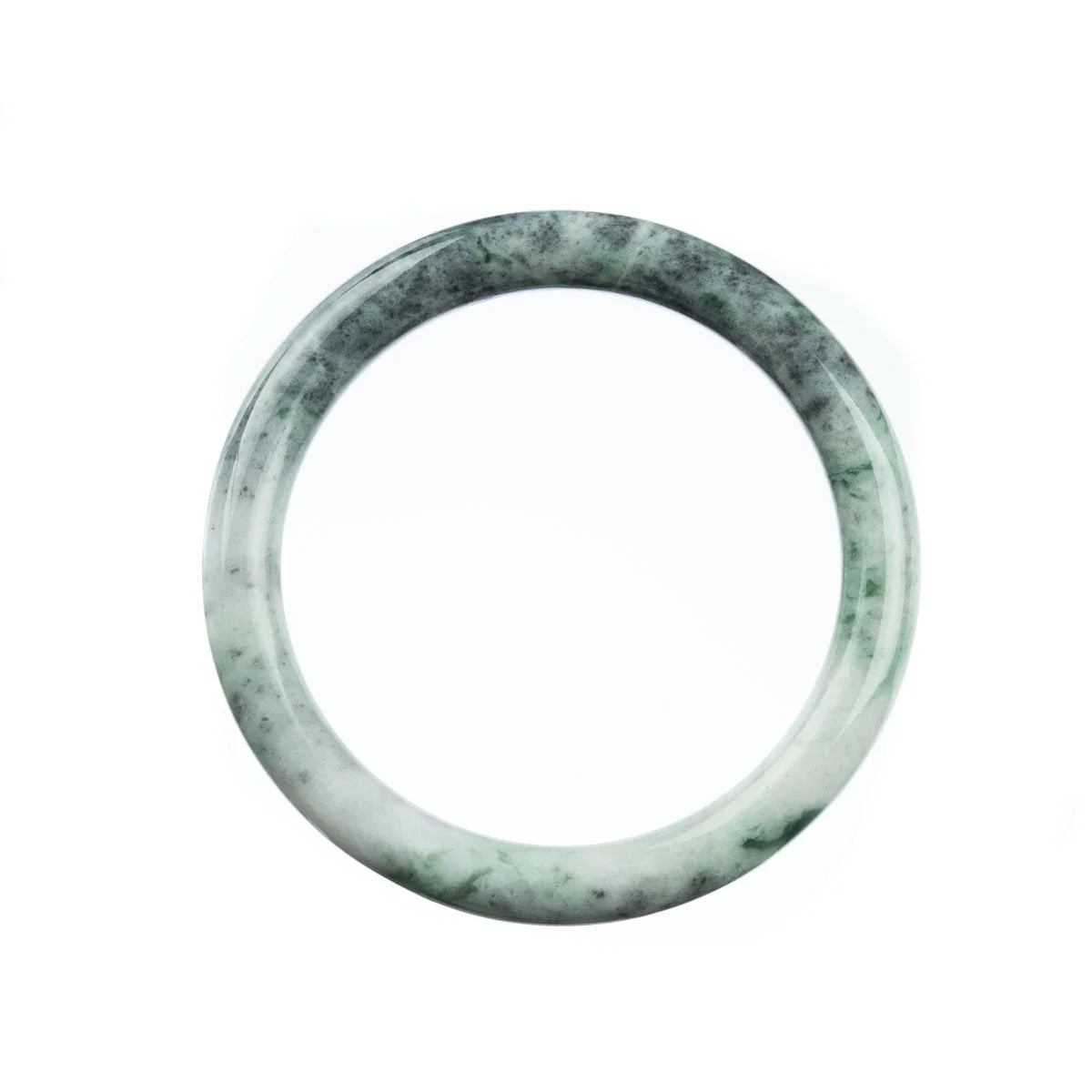 Certified Natural Grey Green Burmese Jade Bracelet - 59mm Round - Image 4
