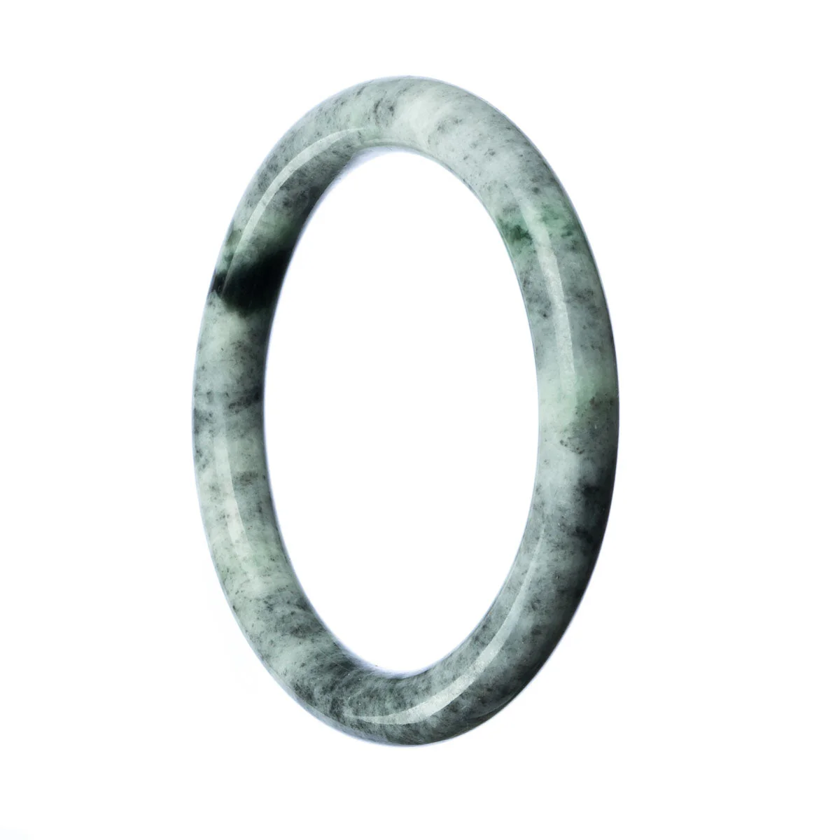 Genuine Type A Grey Green Burmese Jade Bracelet - 58mm Round - Image 2