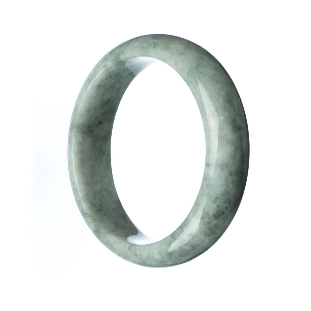 Real Grade A Grey Burmese Jade Bangle Bracelet - 59mm Half Moon - Image 2
