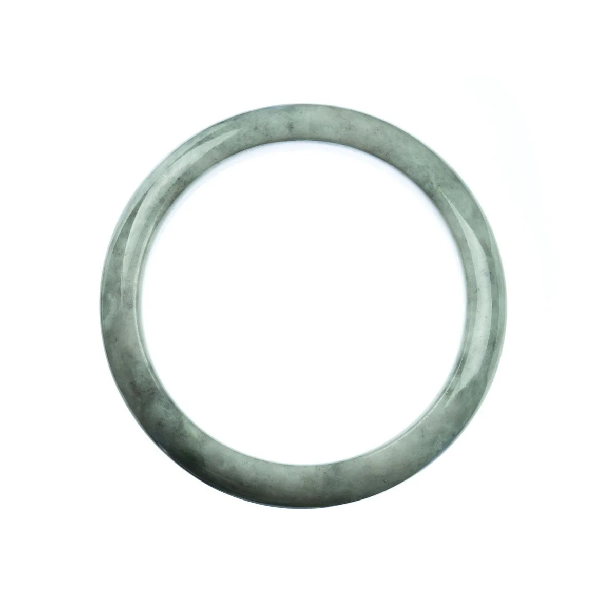 Real Grade A Grey Burmese Jade Bangle Bracelet - 59mm Half Moon - Image 3