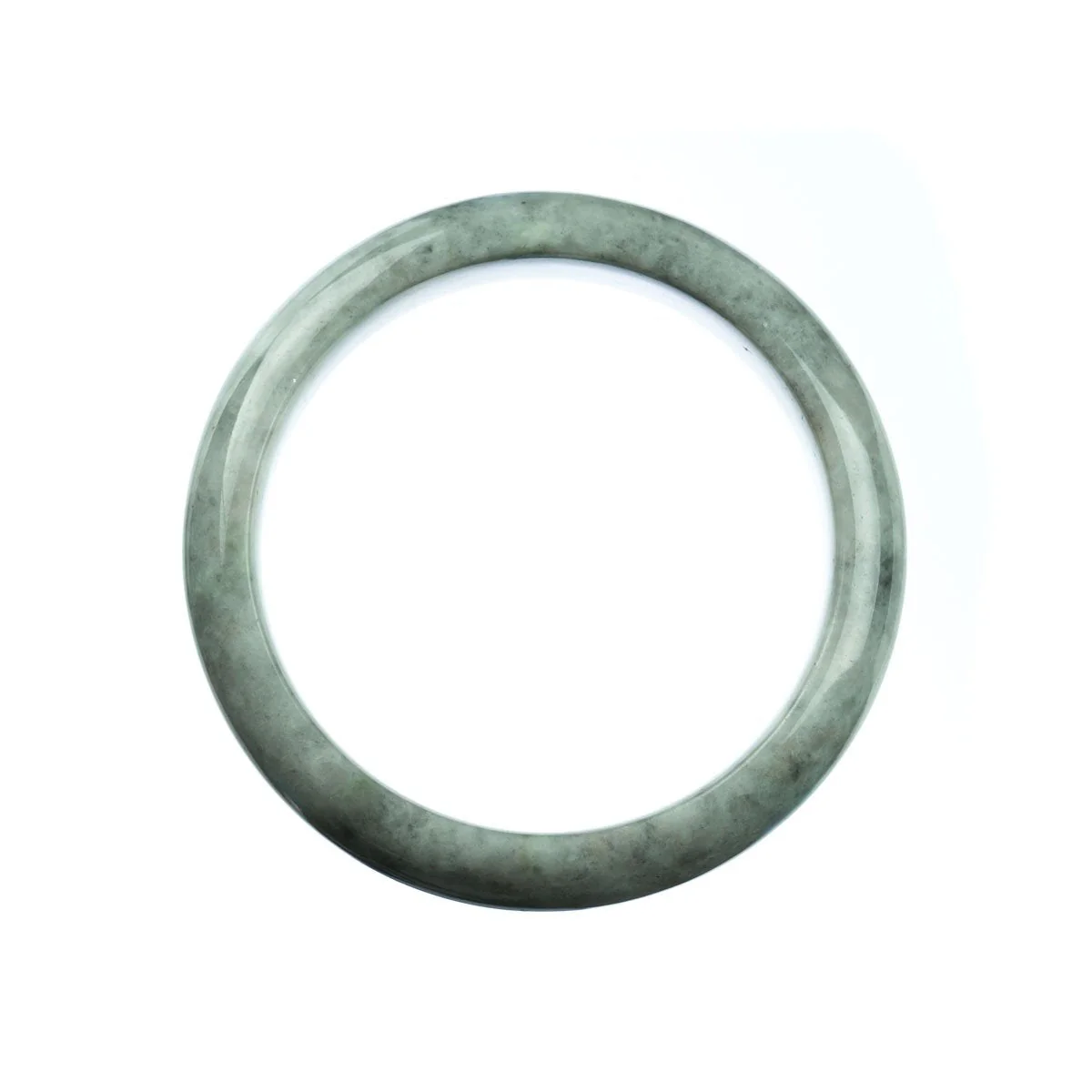 Real Grade A Grey Burmese Jade Bangle Bracelet - 59mm Half Moon - Image 4