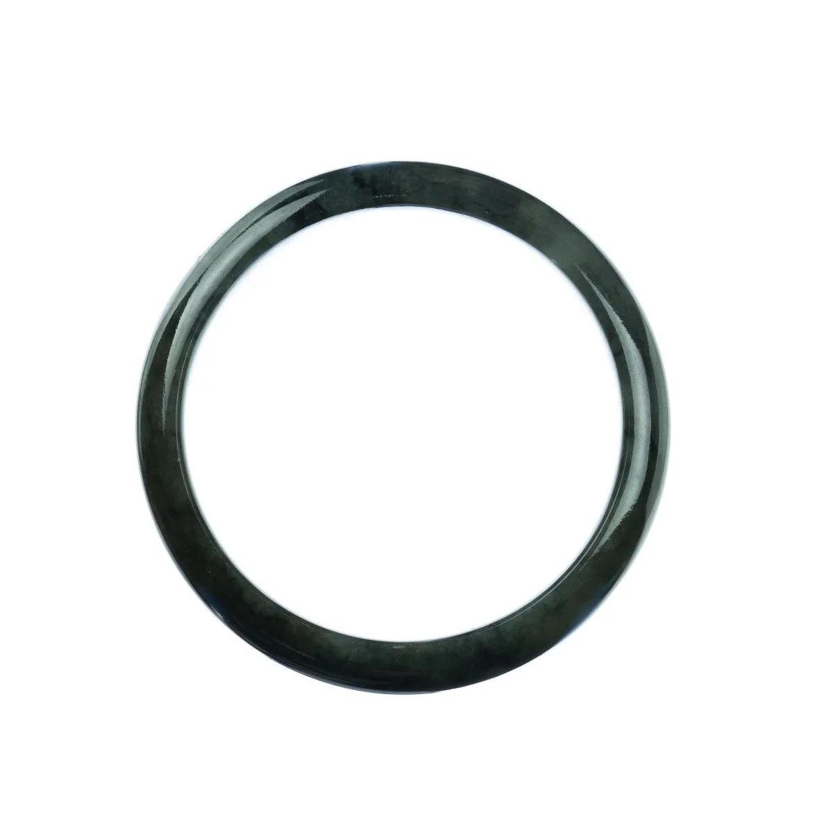 Authentic Type A Grey Traditional Jade Bangle - 57mm Half Moon - Image 3