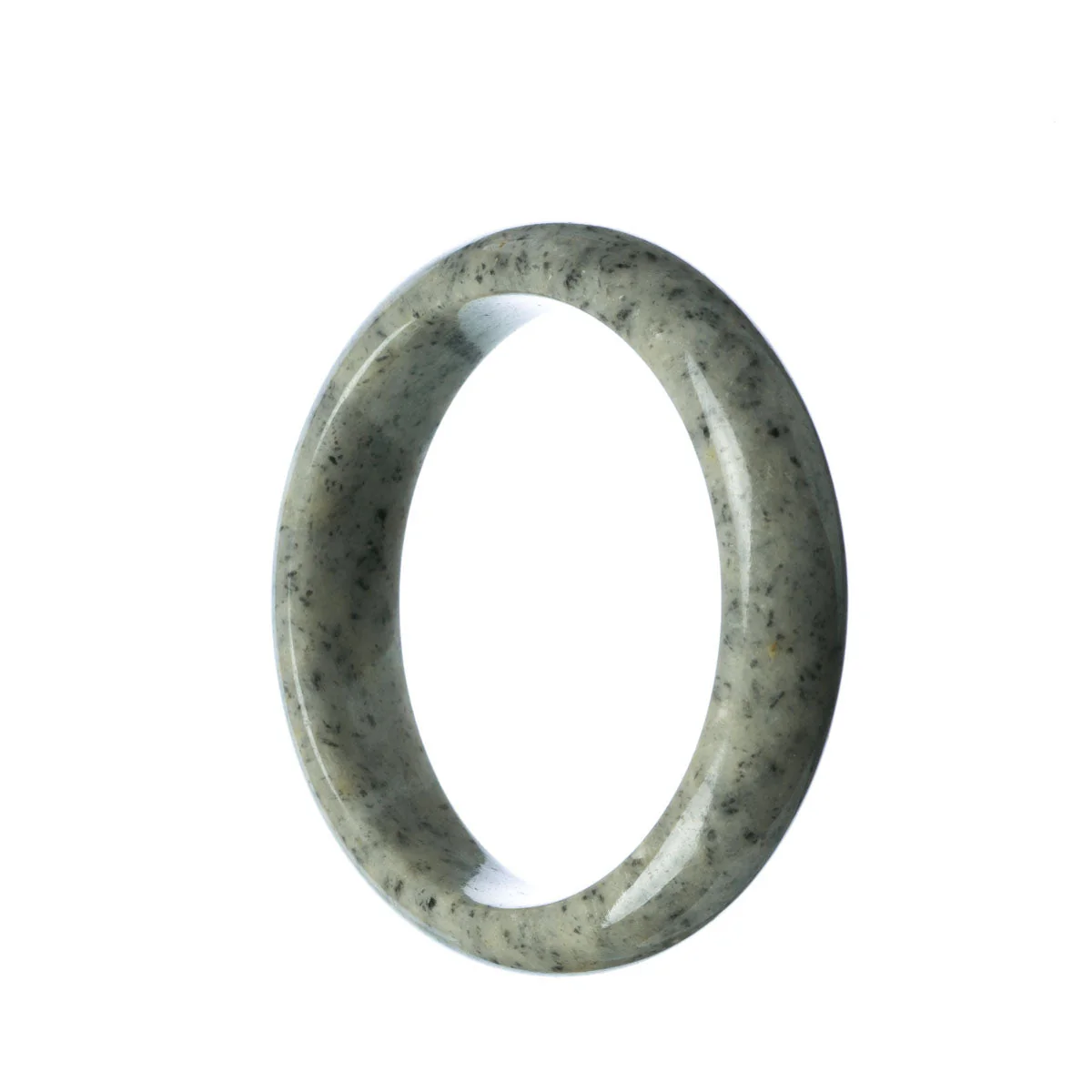 Genuine Natural Grey Burma Jade Bangle - 59mm Half Moon