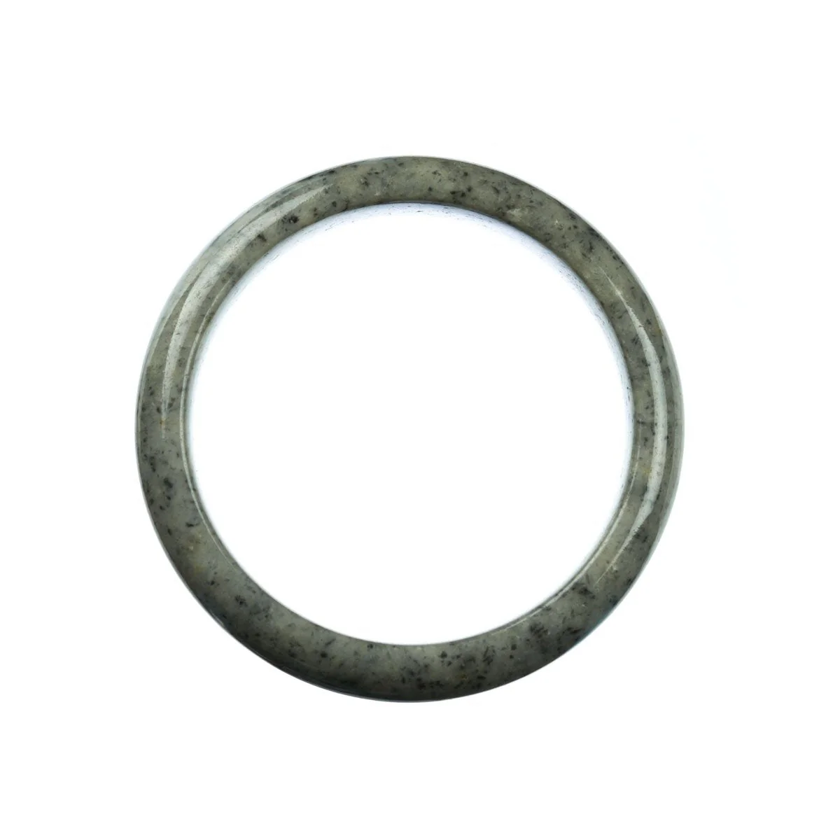 Genuine Natural Grey Burma Jade Bangle - 59mm Half Moon - Image 3
