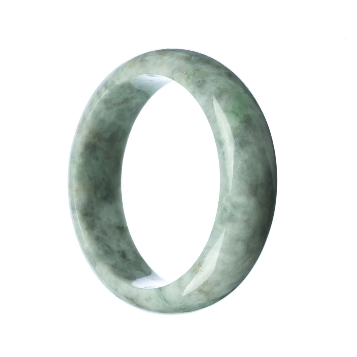 Genuine Grade A Grey Traditional Jade Bangle Bracelet - 63mm Half Moon