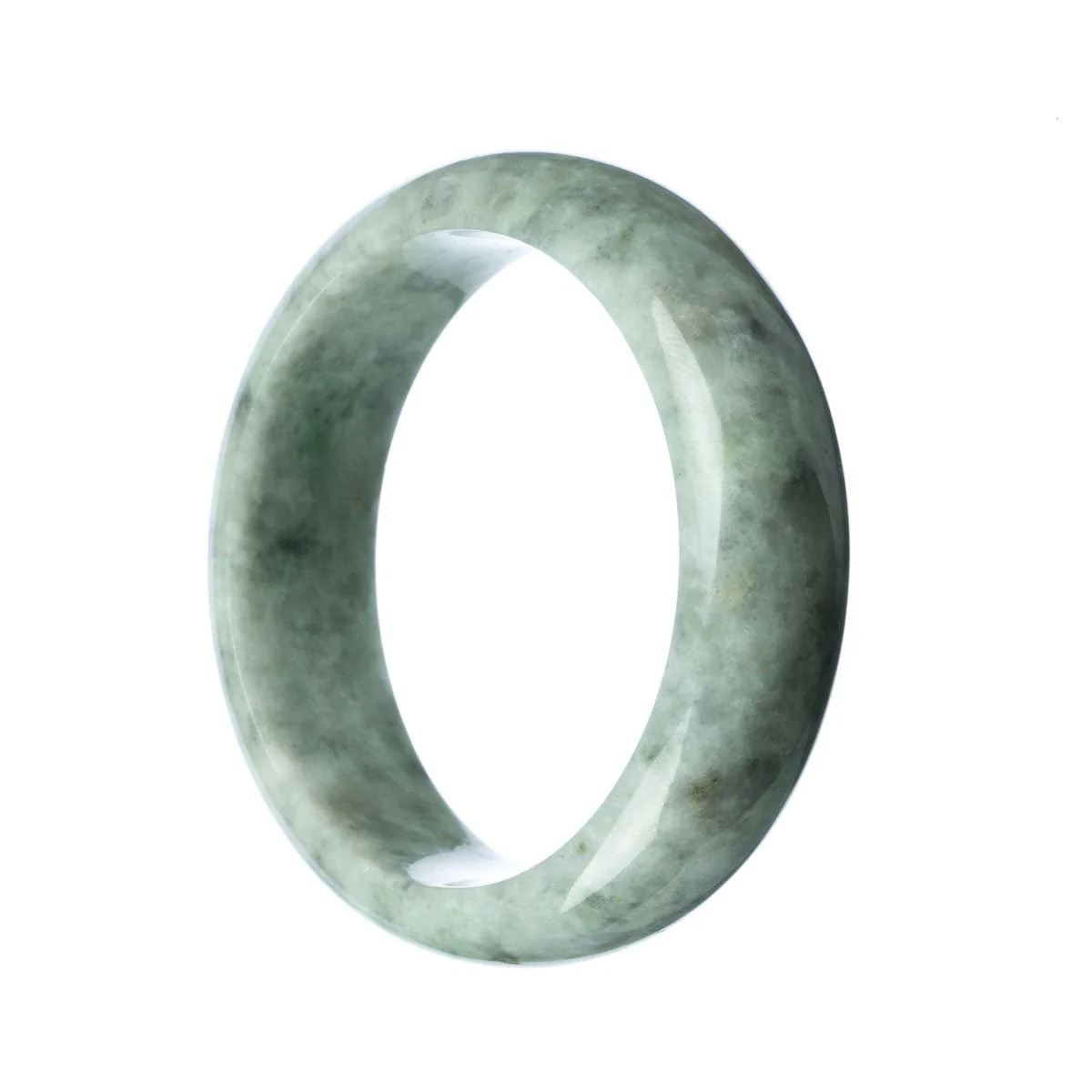 Genuine Grade A Grey Traditional Jade Bangle Bracelet - 63mm Half Moon - Image 2