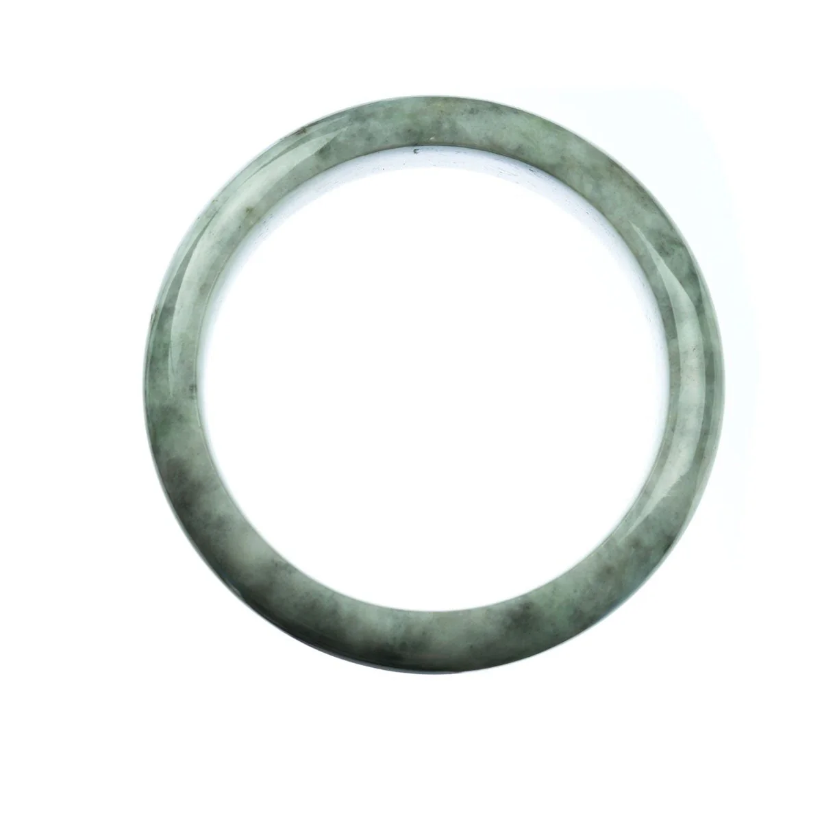Genuine Grade A Grey Traditional Jade Bangle Bracelet - 63mm Half Moon - Image 3