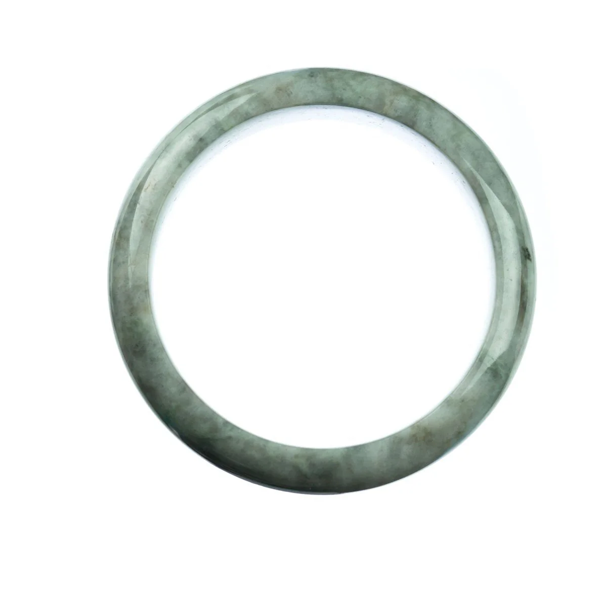 Genuine Grade A Grey Traditional Jade Bangle Bracelet - 63mm Half Moon - Image 4
